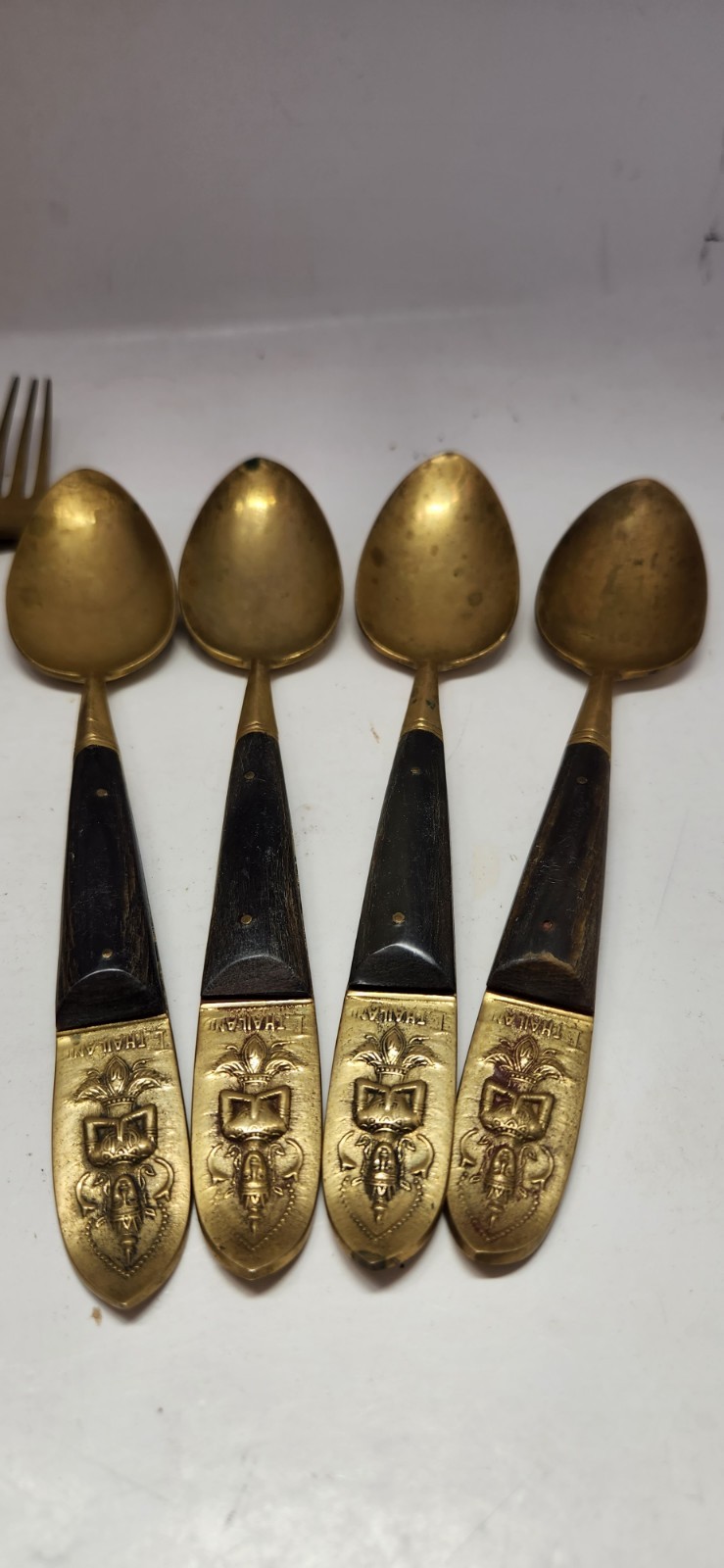 S. Thailand Bronze Brass Flatware Silverware Dinner Forks and Spoons 9 Pcs