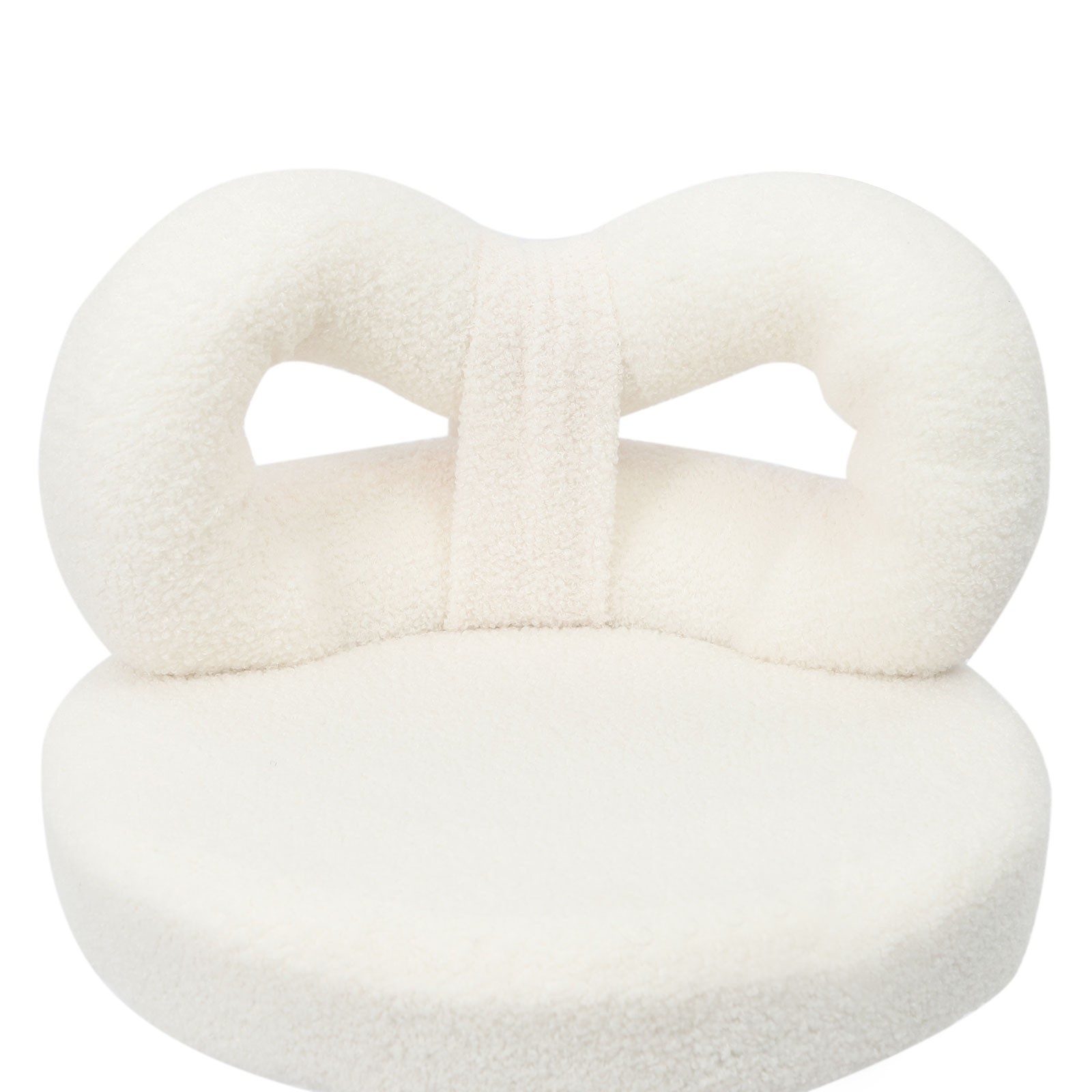 PU Lambswool Cute Bow Backrest Chair, Roller Chair, Make-up Chair