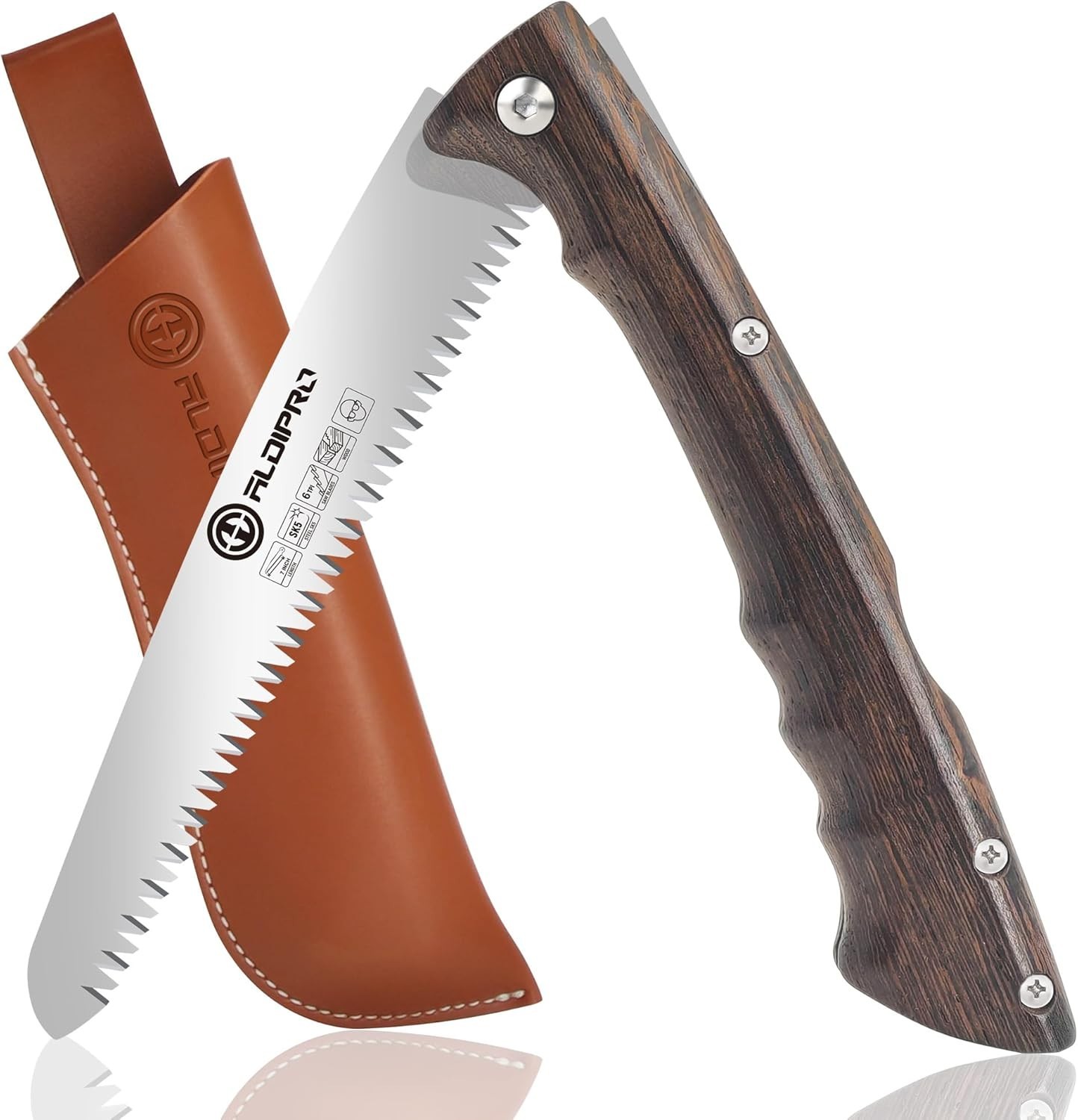 7" Professional Folding Hand Saw - SK5 High Carbon Steel Blade, Ergonomic Wenge