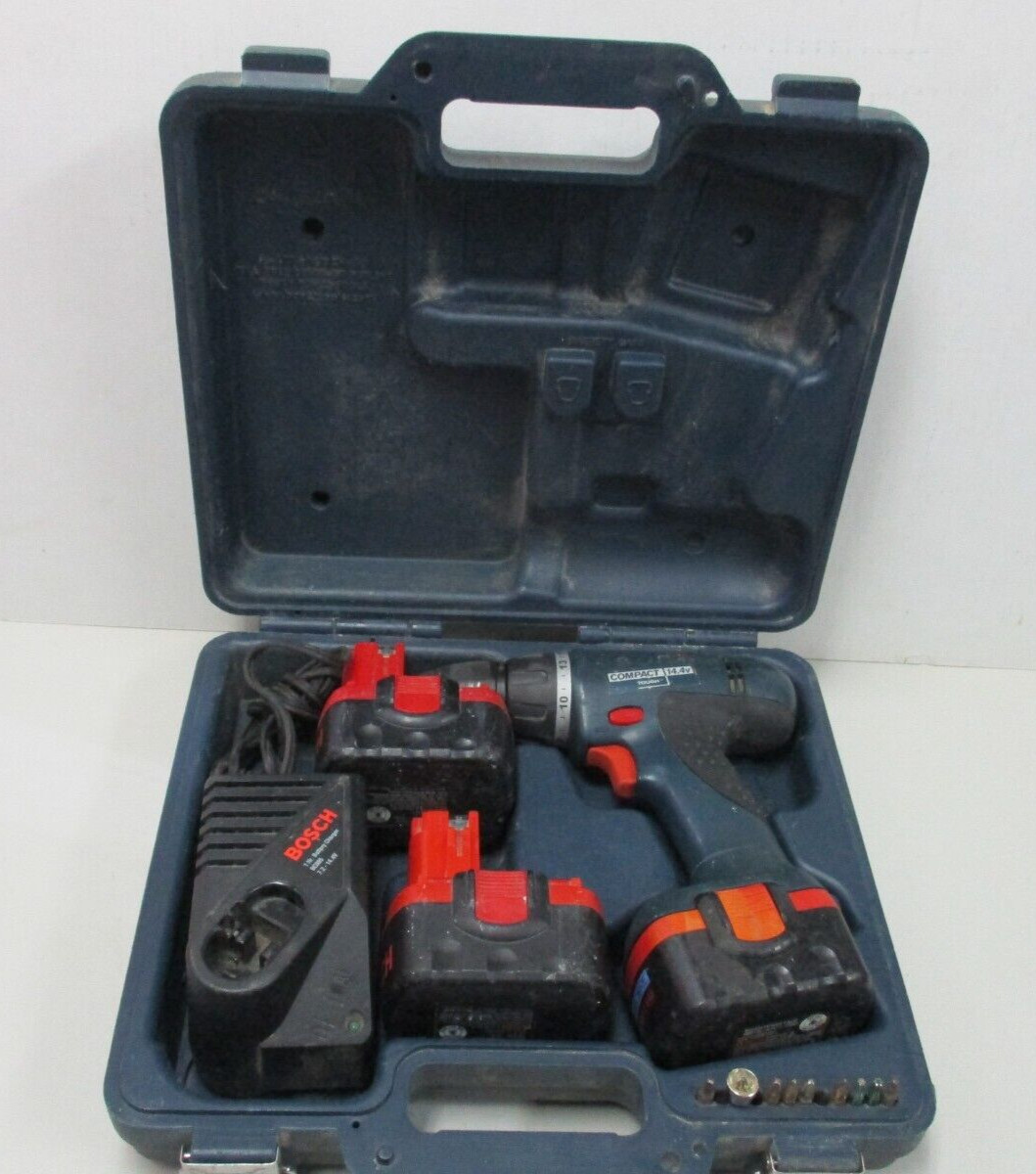 BOSCH 14.4v  Compact Tough 1/2 In. Drill/Driver w/3 batteries, Charger, Case