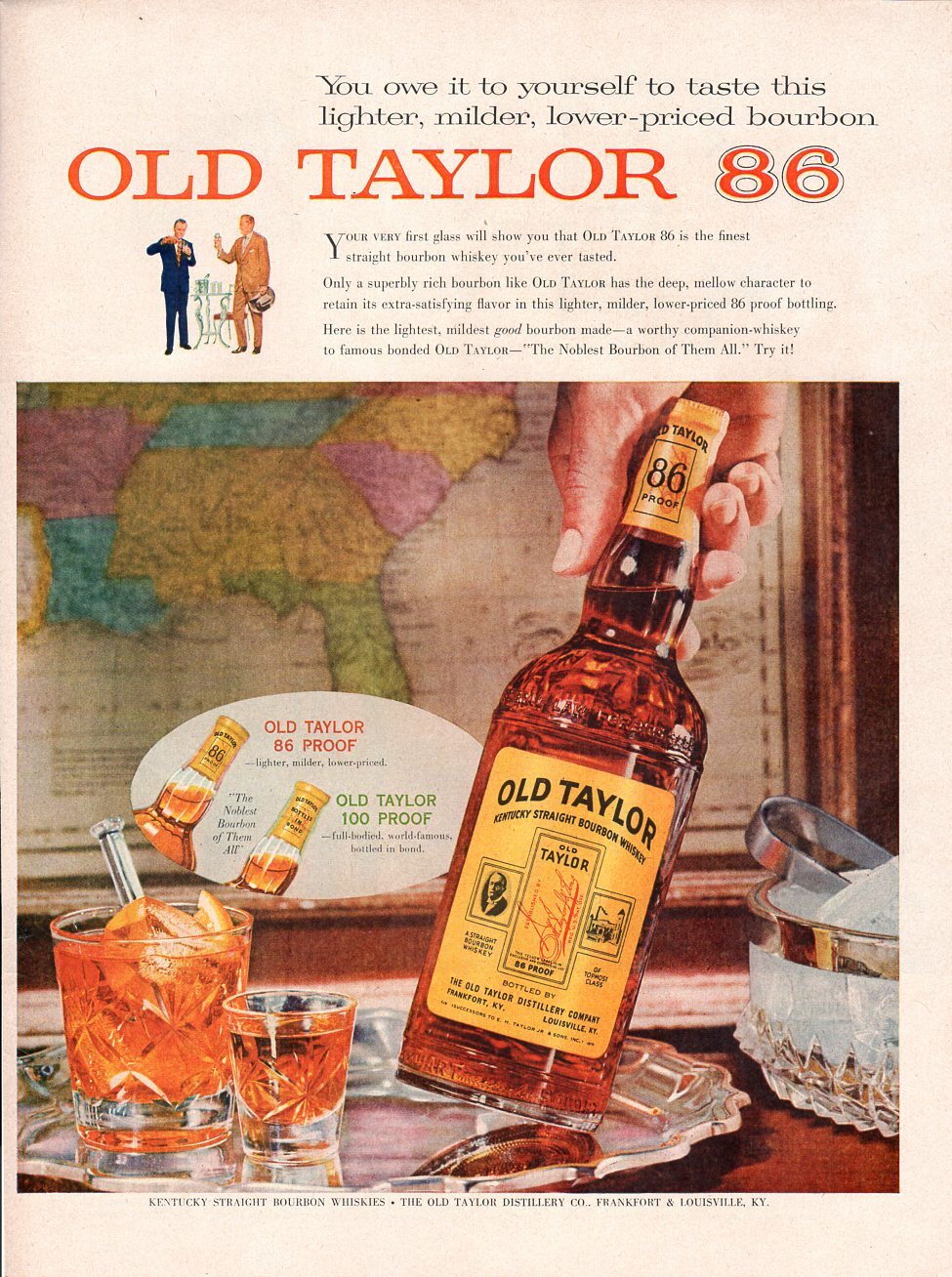 Vintage advertising print Alcohol Old Taylor You Owe it to Yourself Taste 1955
