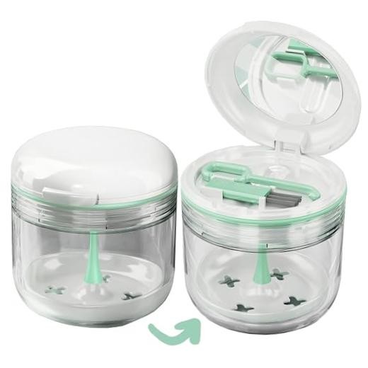 Retainer Case, Denture Bath Box with Strainer Basket, Mouth Guard Case, White