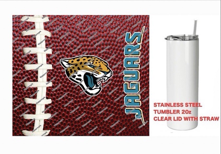 JAGUARS  - Pig skin Football - Tumbler 20 oz Stainless Steel