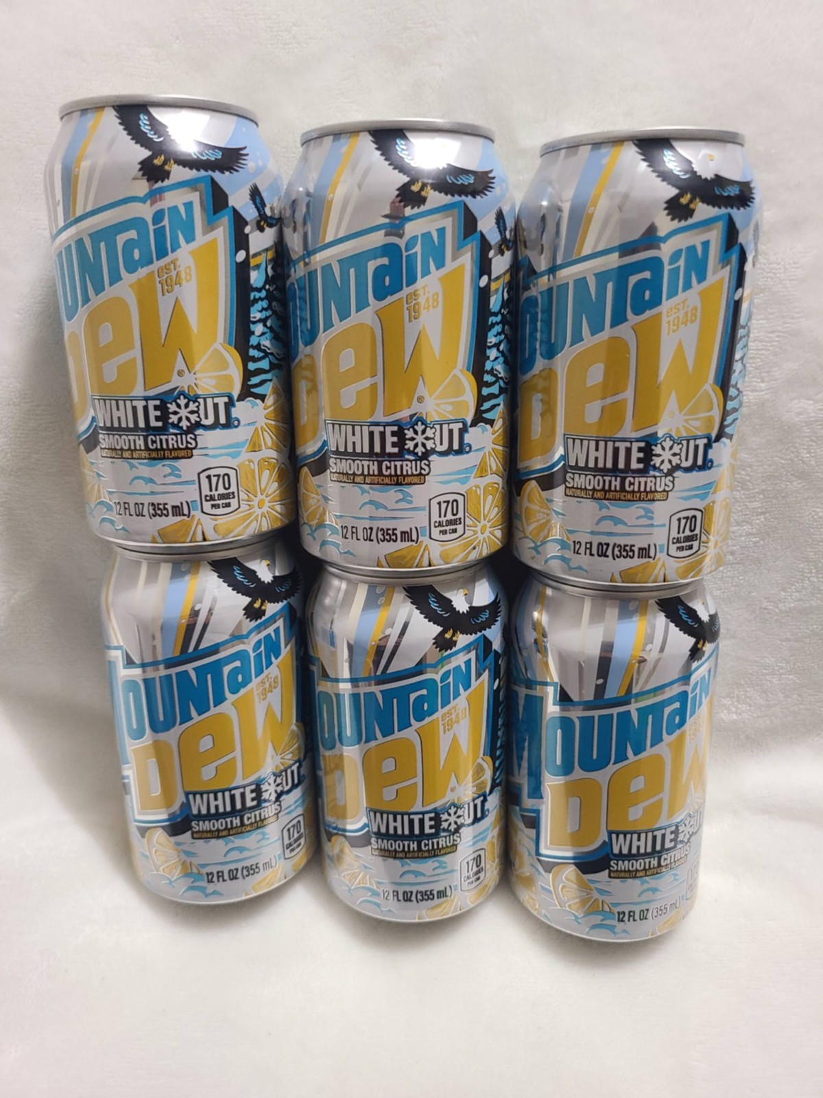 Mountain Dew White Out 12 oz Limited Edition Lot of 6
