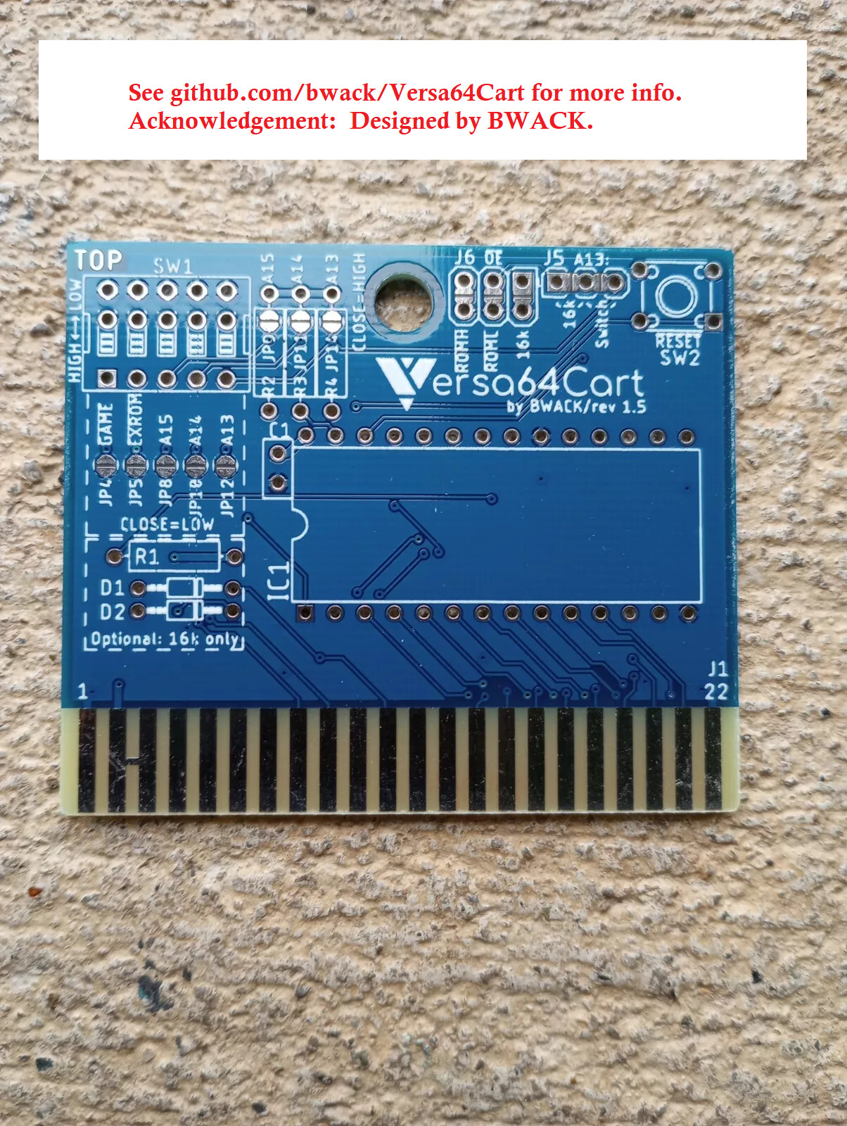 1PCS PCB Commodore C64 Versa64 cartridge board game development