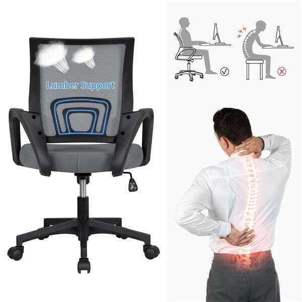 Adjustable Height Mid Back Mesh Swivel Office Chair with Armrests Computer Chair
