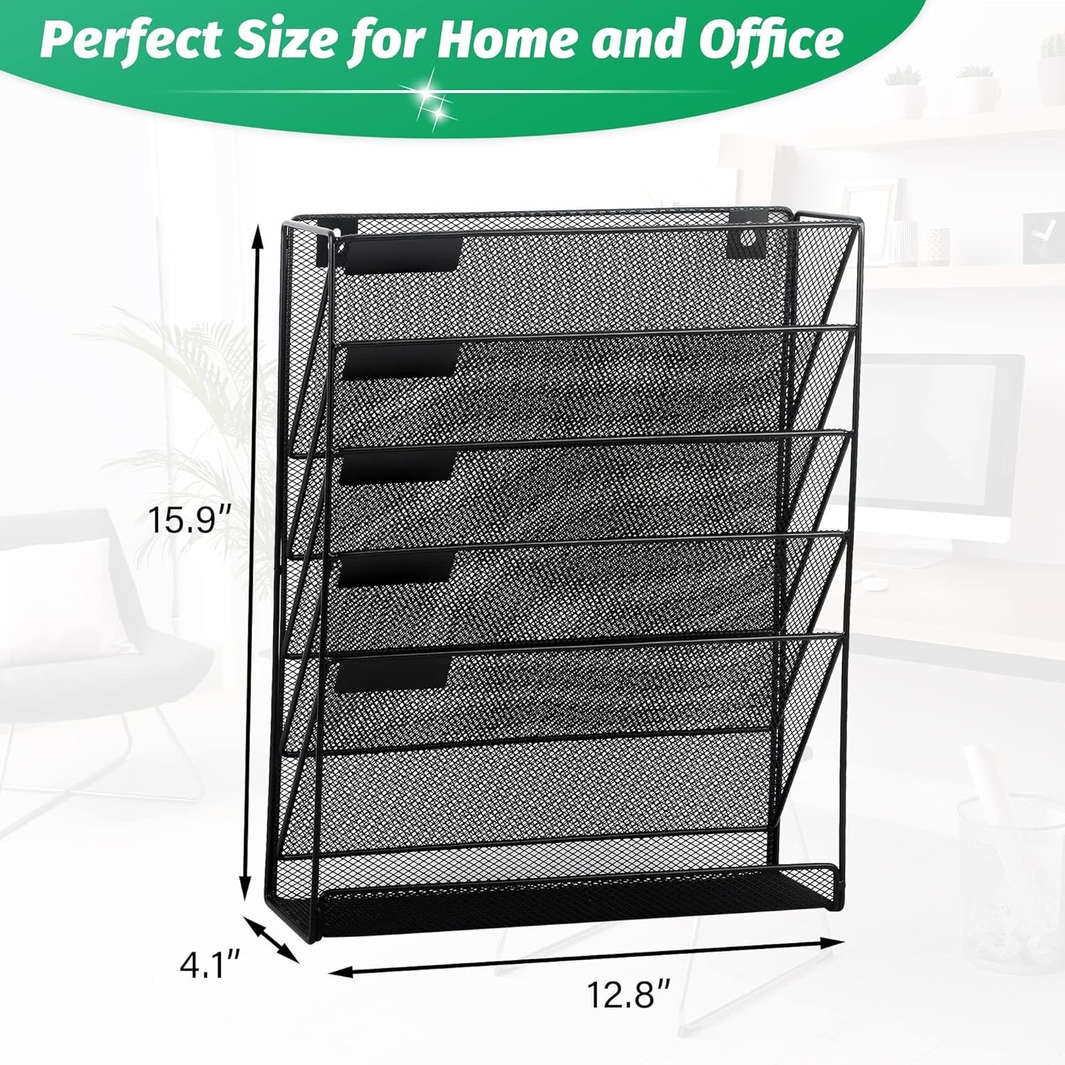 Desk File Organizer Mesh 6-Tier, Hanging Wall Mount Document Organization Sta...