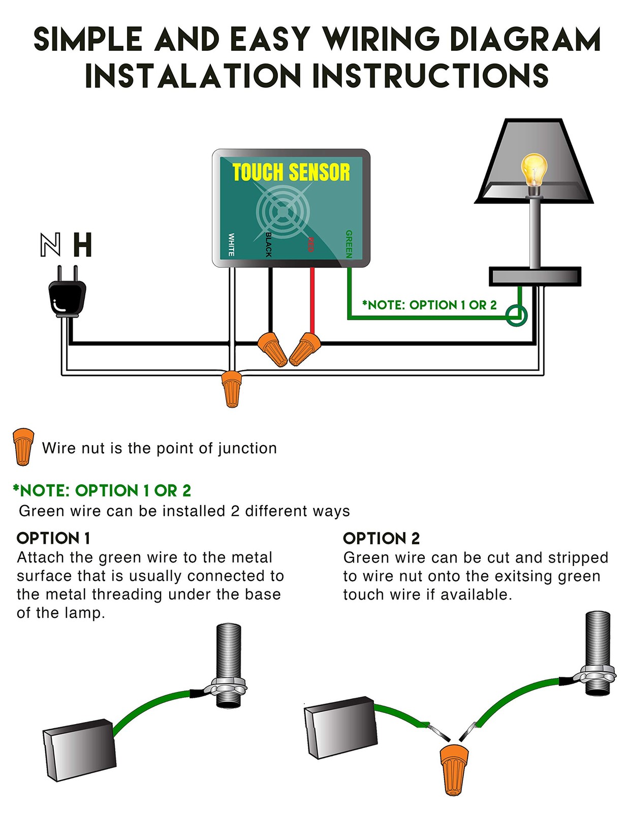 3 Way Touch Sensor Dimmer, Touch Lamp Repair Kit Control Module, Replacement Sen