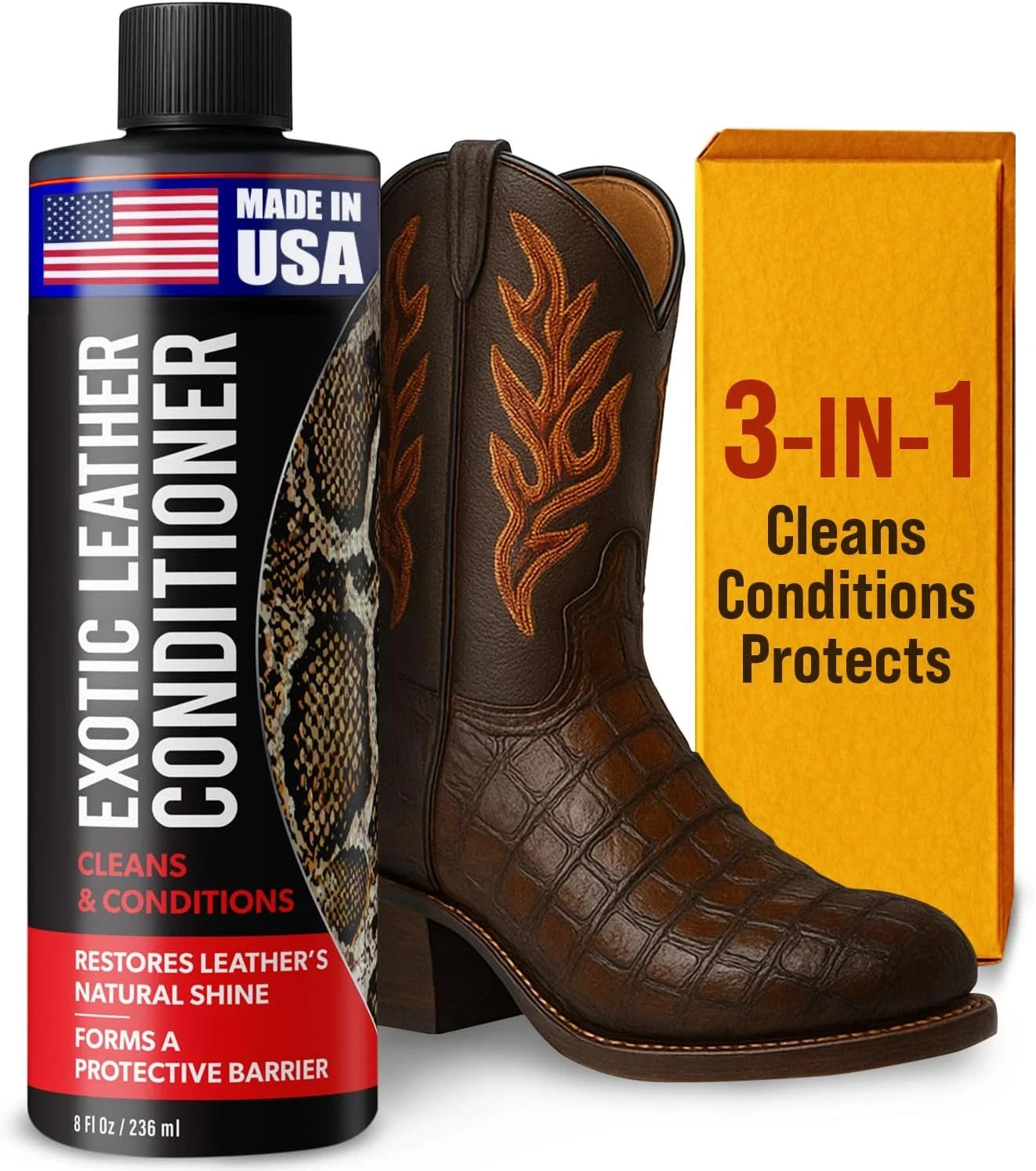 Exotic Leather Conditioner for Boots - Made in USA Leather Cleaner Specially For