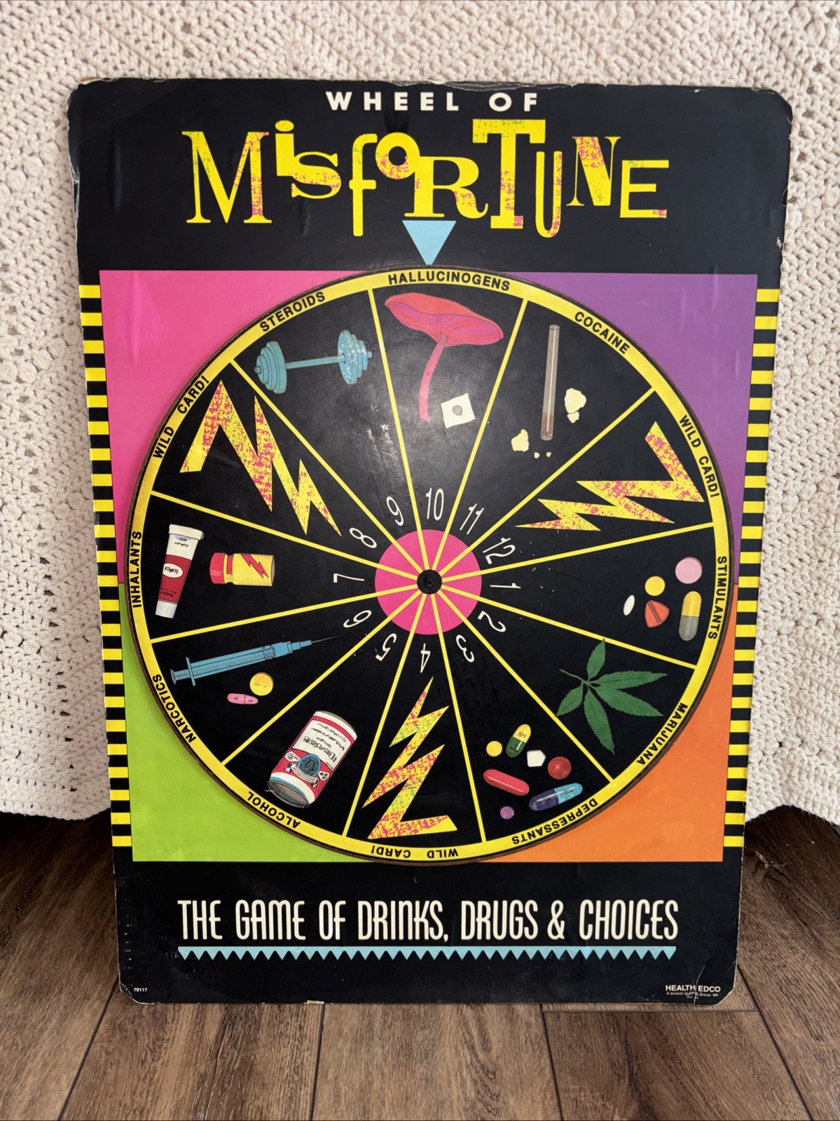 VTG Rare Wheel Of Misfortune Drug Abuse Education Board 1990s Psychedelic Hippie