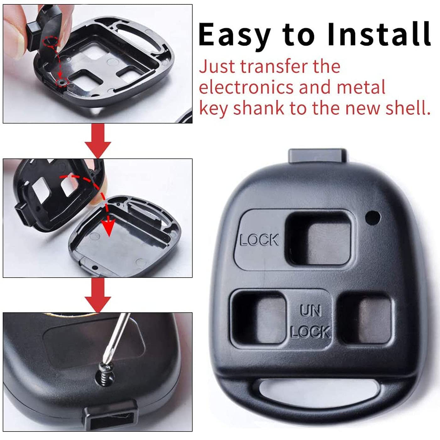 Keyless Entry Remote Key Housing Replacement for Lexus ES300 black +