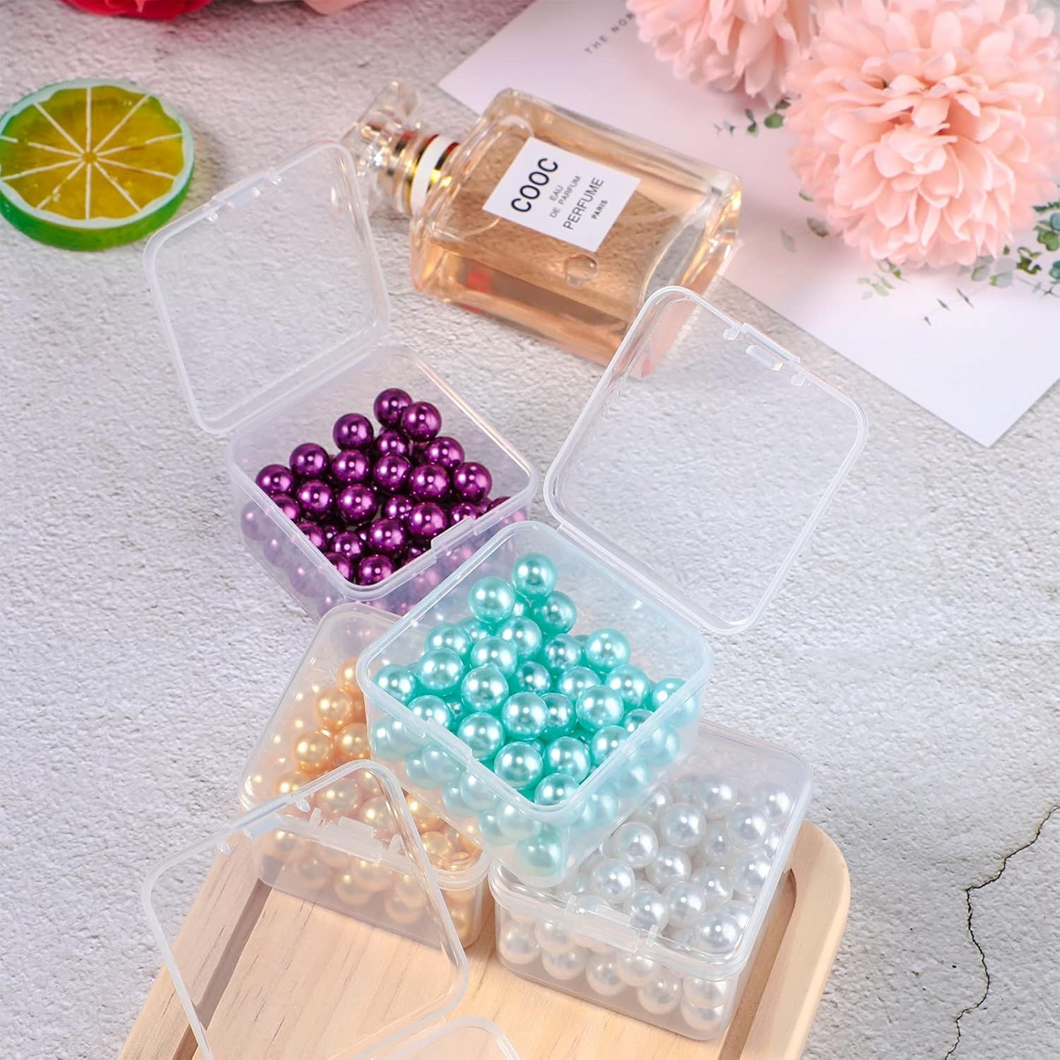48 Packs Clear Small Plastic Containers Transparent 2 x 2 x 1.4 in,