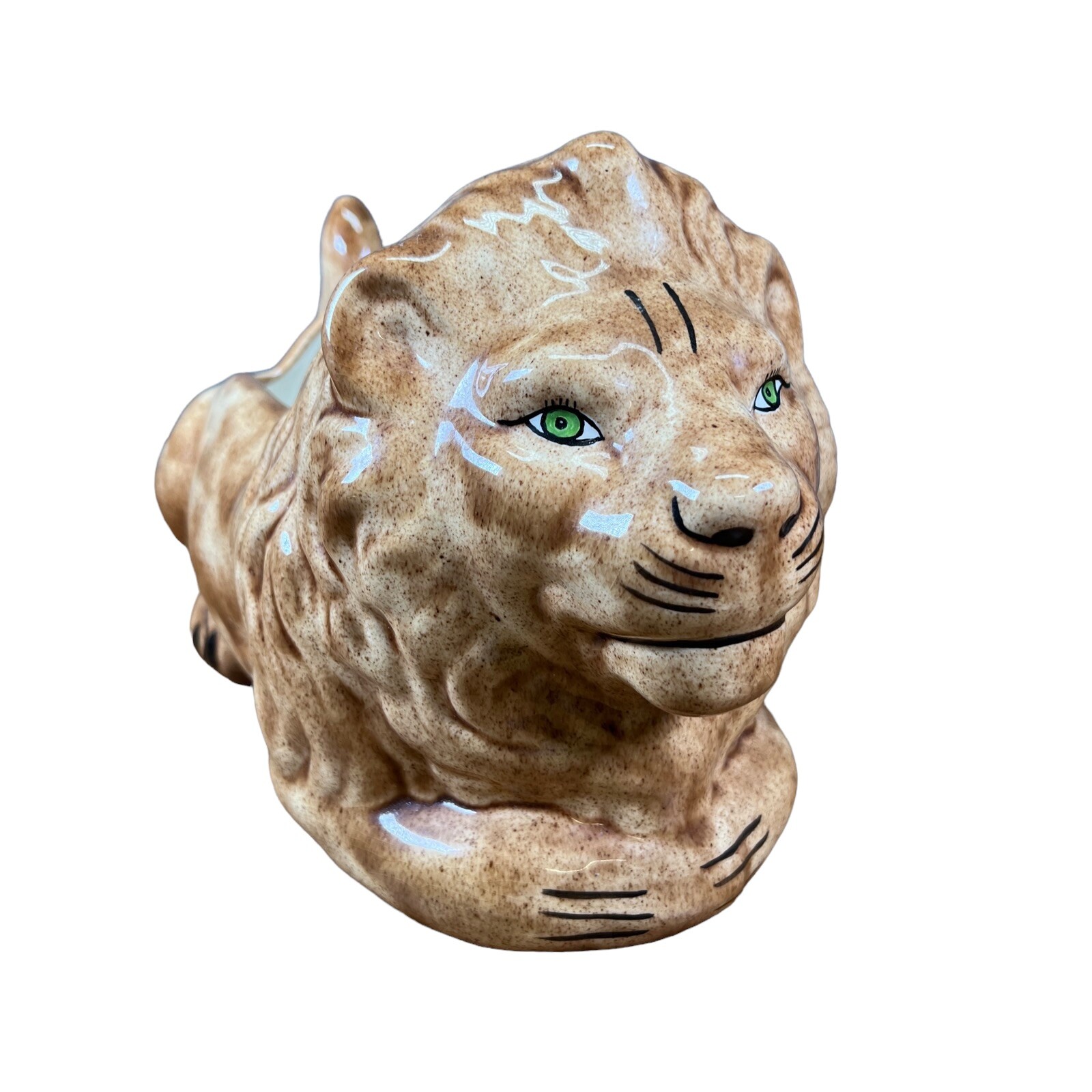 Vintage LION Planter Ceramic Unbranded Hand Painted 1970’s 16 x 8 in