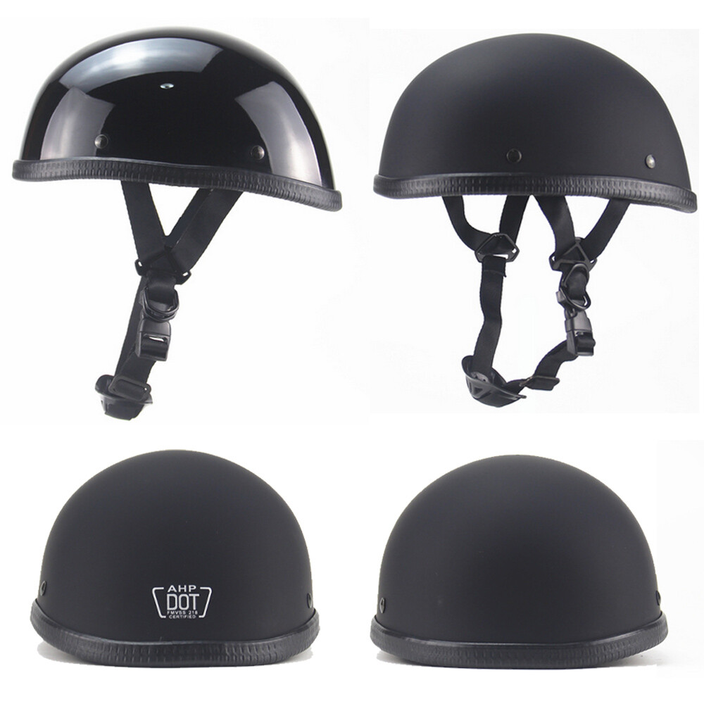DOT Lightest Motorcycle FLAT Beanie Helmet Half Helmet Cap Skid Scooter Chopper.