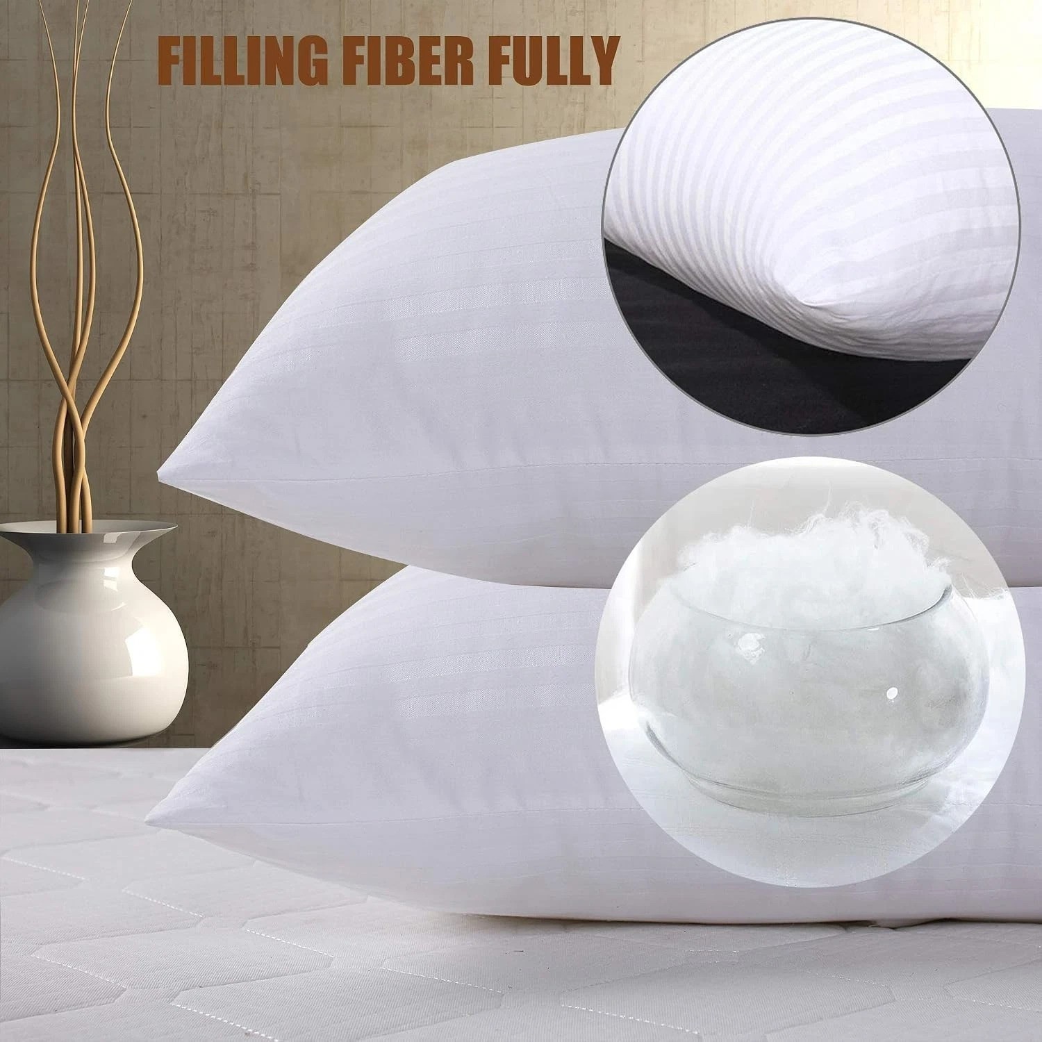 Breathable Queen Size Down Alternative Pillows - Soft 2 Pack for All Sleepers