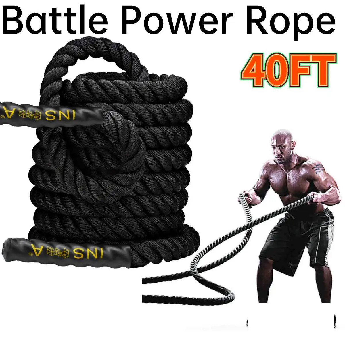 Battle Power Rope 38Mmx12M 15M Crossfit Strength Muscle Training Fitness Gym Ful