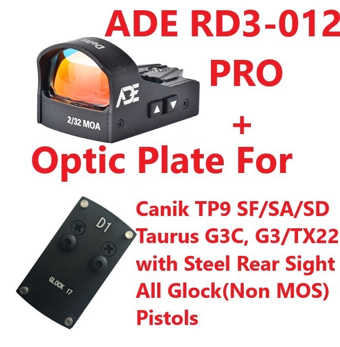 Ade RD3-012 Pro Shake Awake Red Dot + D1 OPTIC Mount PLATE for Canik TP9 SA SF