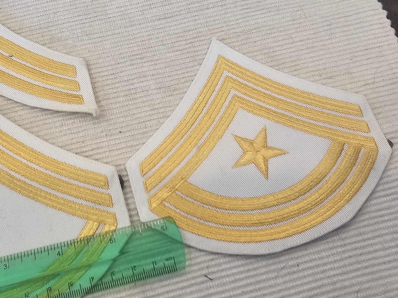 1950s 60s US Army Male Dress Mess White 5 Inch Chevron Patch Lot x3 L@@K!!!