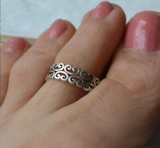 New Year Gift Adjustable Solid Metal Stylish Toe Ring For Women's 925 Silver