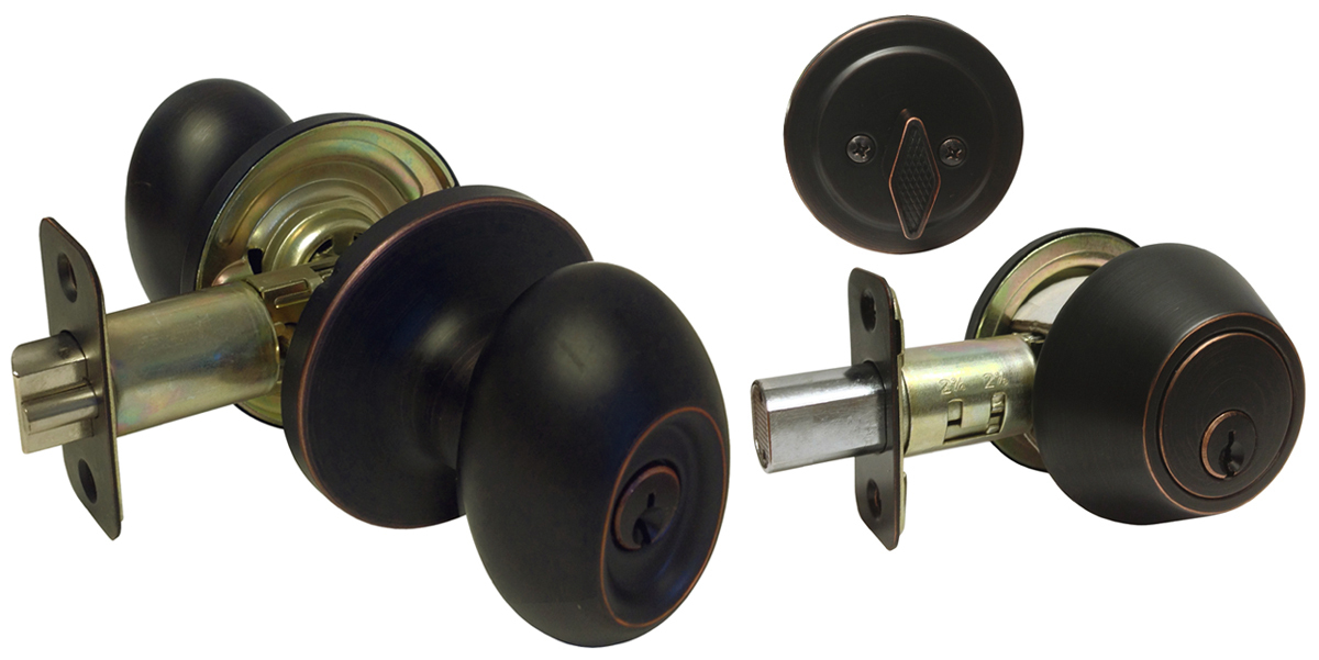 Oil Rubbed Bronze Door Entry Entrance keyed Oval knob Knobs Single Deadbolt lock