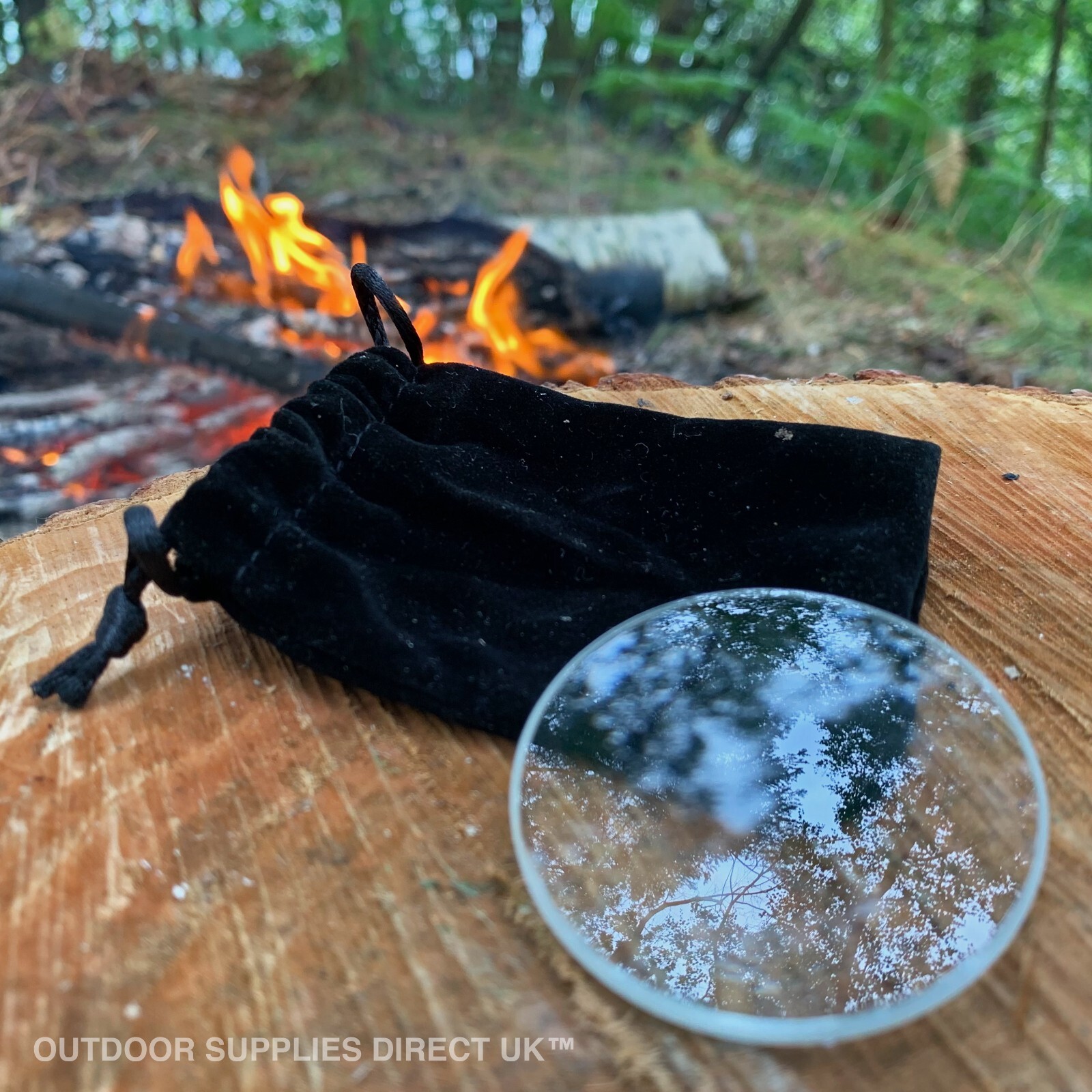 Glass Magnifying Lens Traditional Bushcraft Solar Fire Lighting & Char Cloth