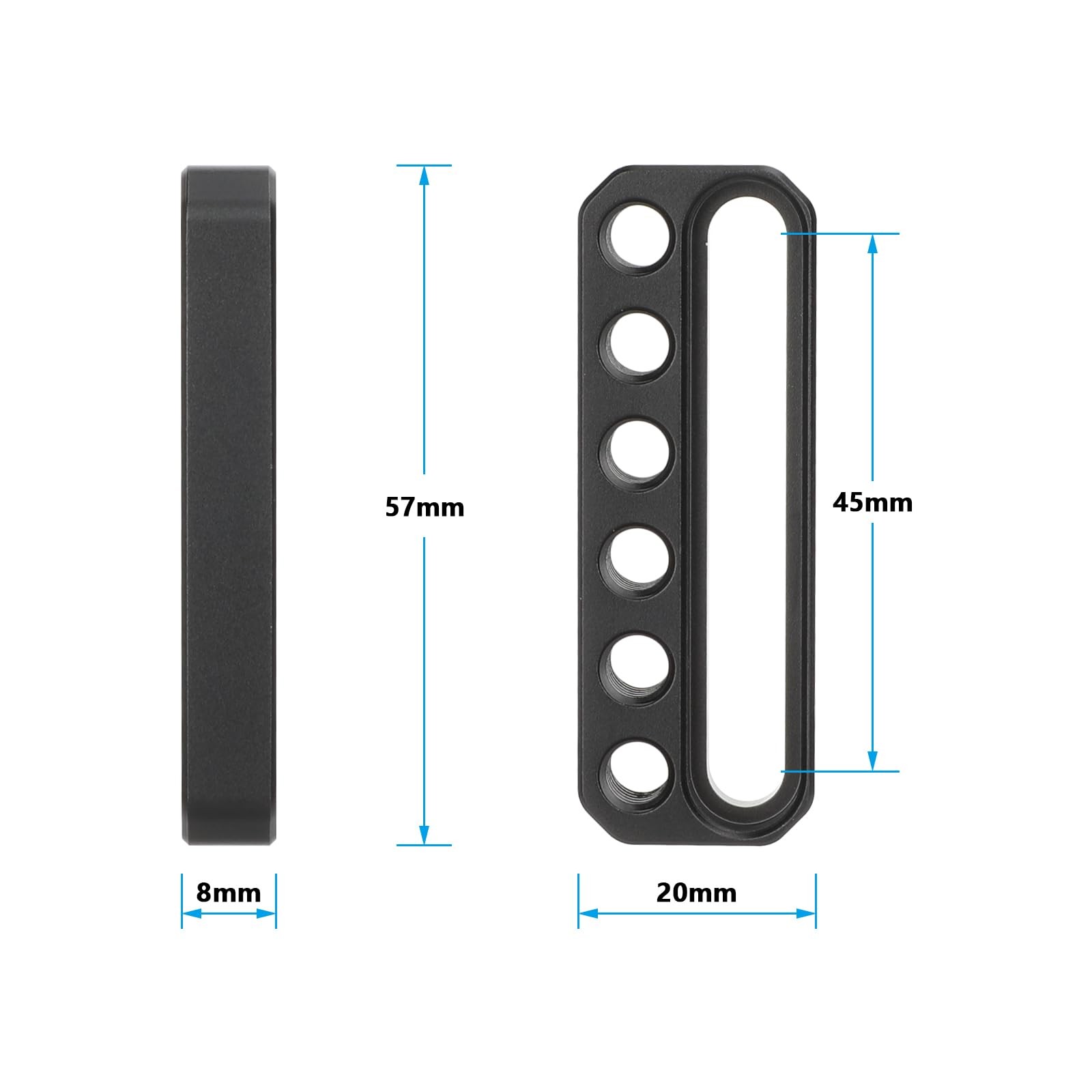 Mini Cheese Plate with Single Countersunk Slot 1/4"-20 Threads for Camera Rig