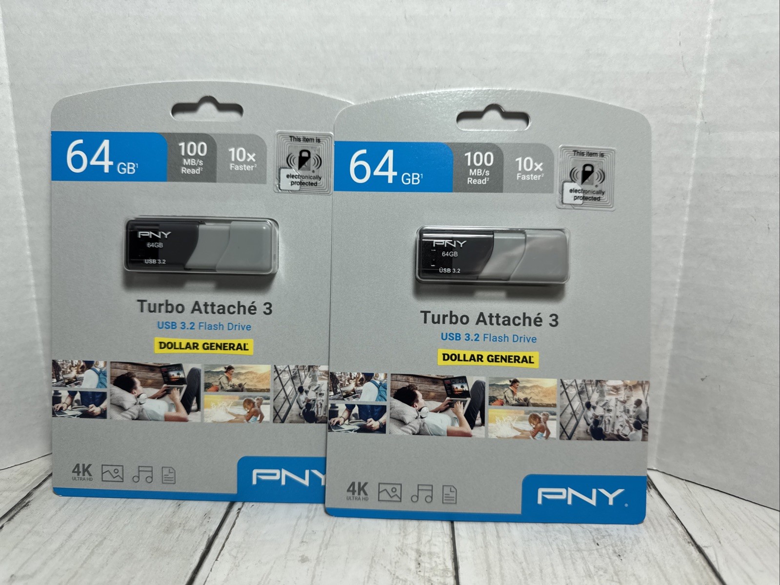 2-PNY Turbo Attaché 3, 64GB USB 3.0 Flash Drive, 10X Faster, 4K Ultra HD