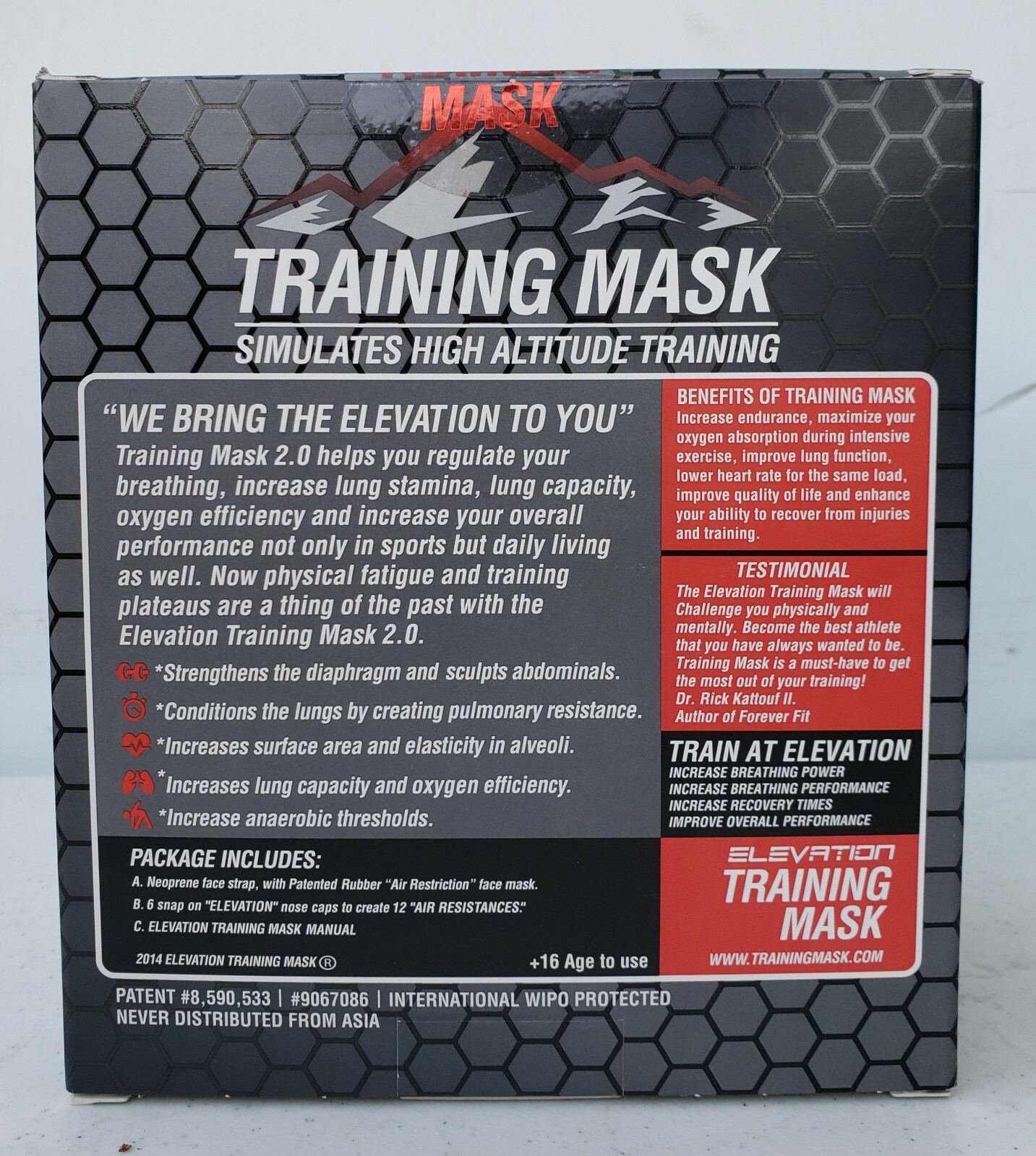 Elevation Training Mask 2.0 with Armband, Wristbands & Skull Caps