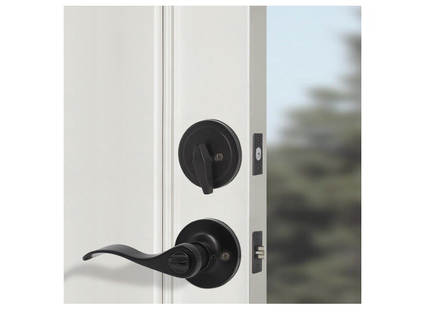 Wave StyleDoor LeverLock W/ Single Cylinder DeadboltCombo,DL12061ET-101BK(2Pack)