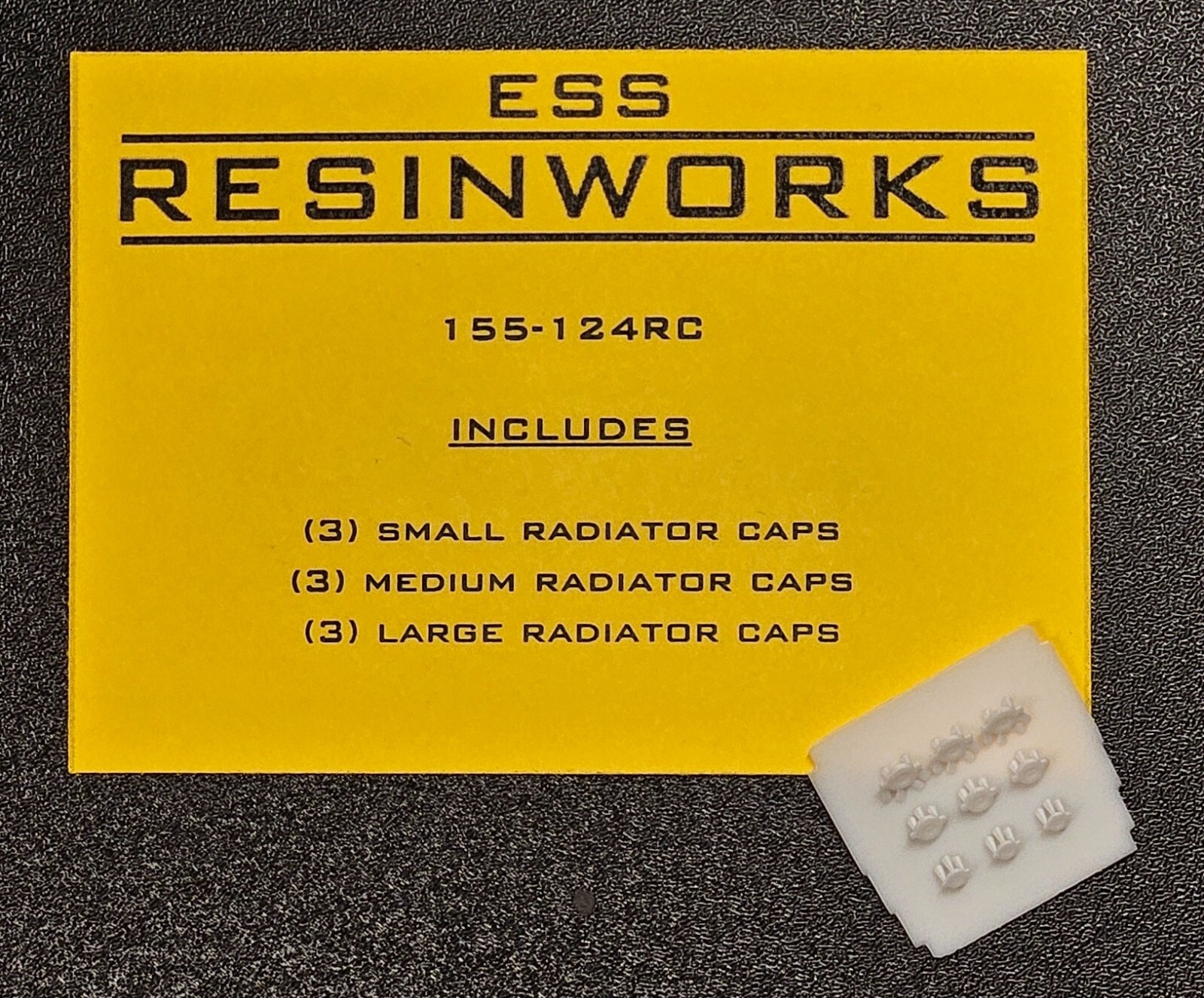 1/24 1/25 SCALE RADIATOR CAPS 3 SIZES (9PCS) 155-124RC ESS RESINWORKS