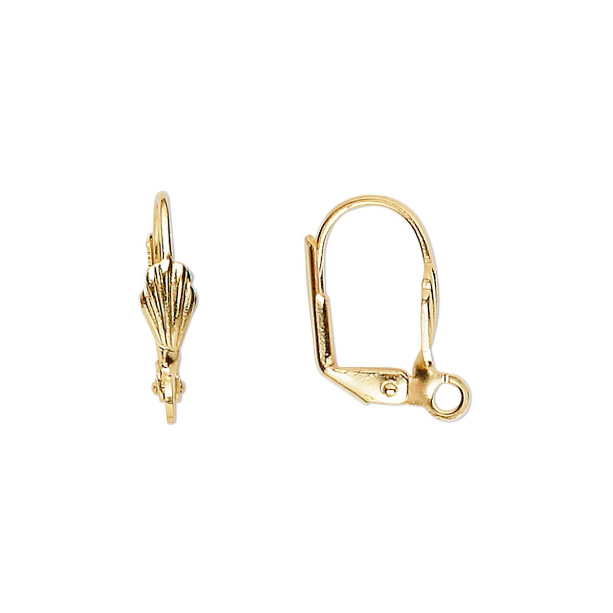 10 Gold Plated Brass 17mm Lever Back with Shell Earrings with Open Loop