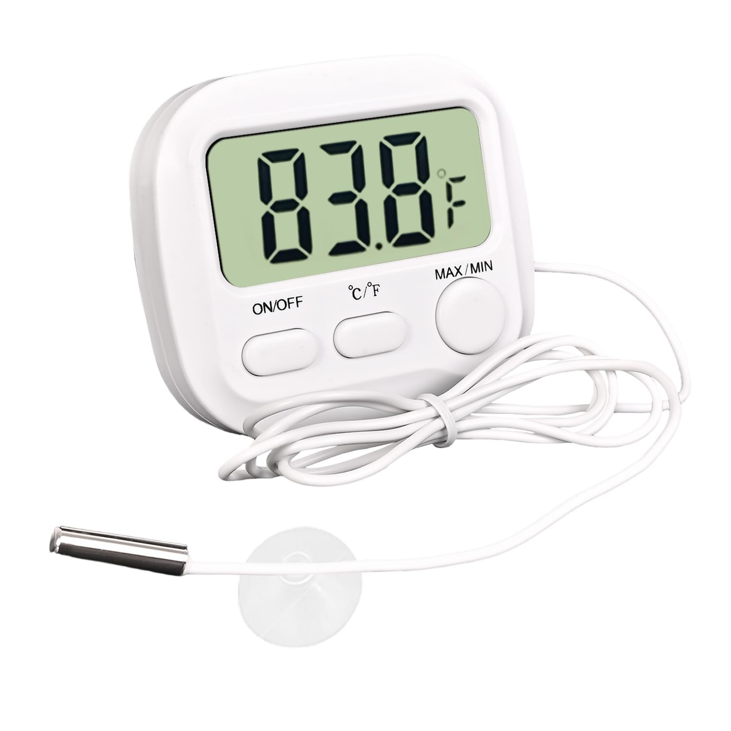 Digital Aquarium Water Thermometer with Large LCD Screen, Measurement White