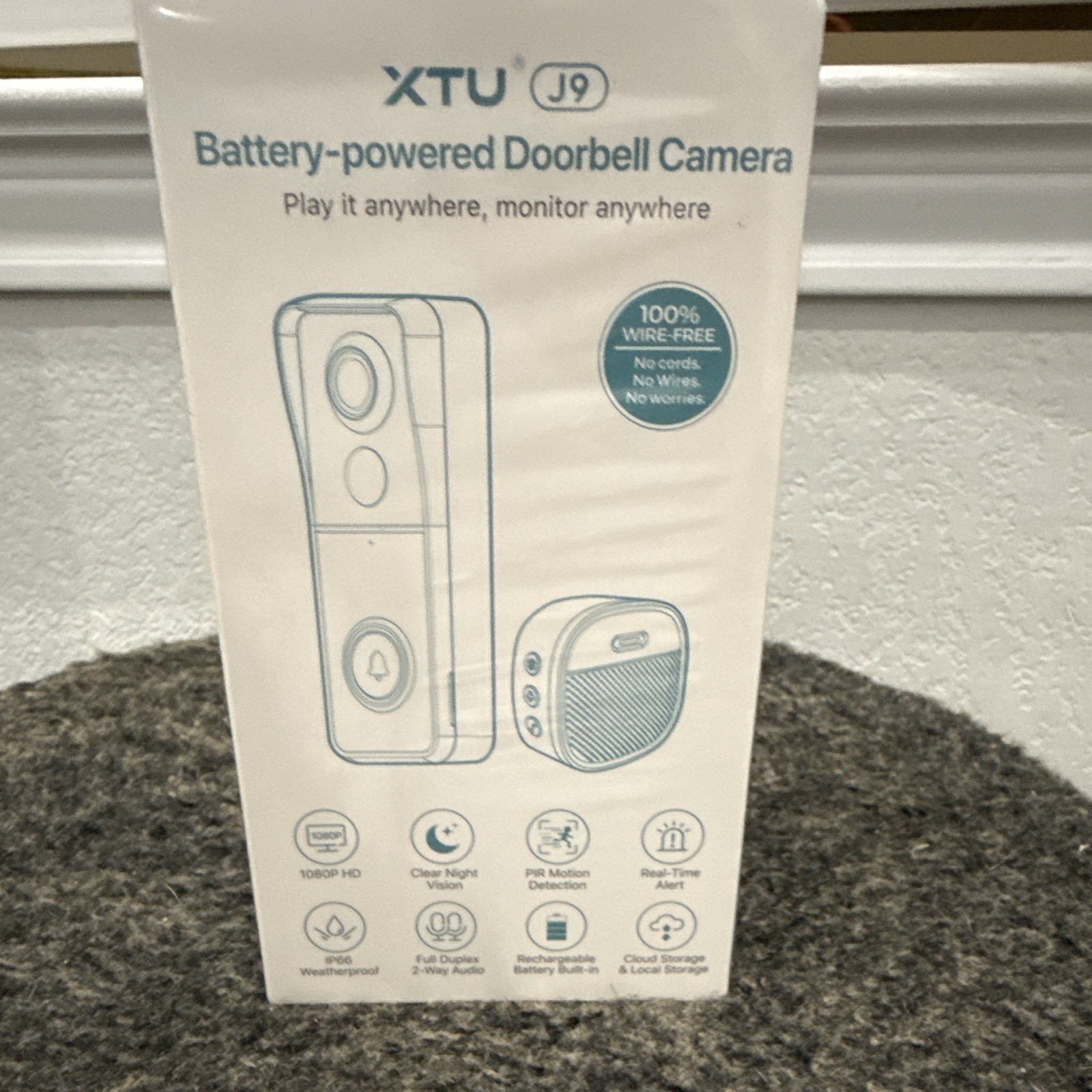 XTU J9 1080P Battery Video Doorbell Camera Wi-Fi Night Vision Motion White