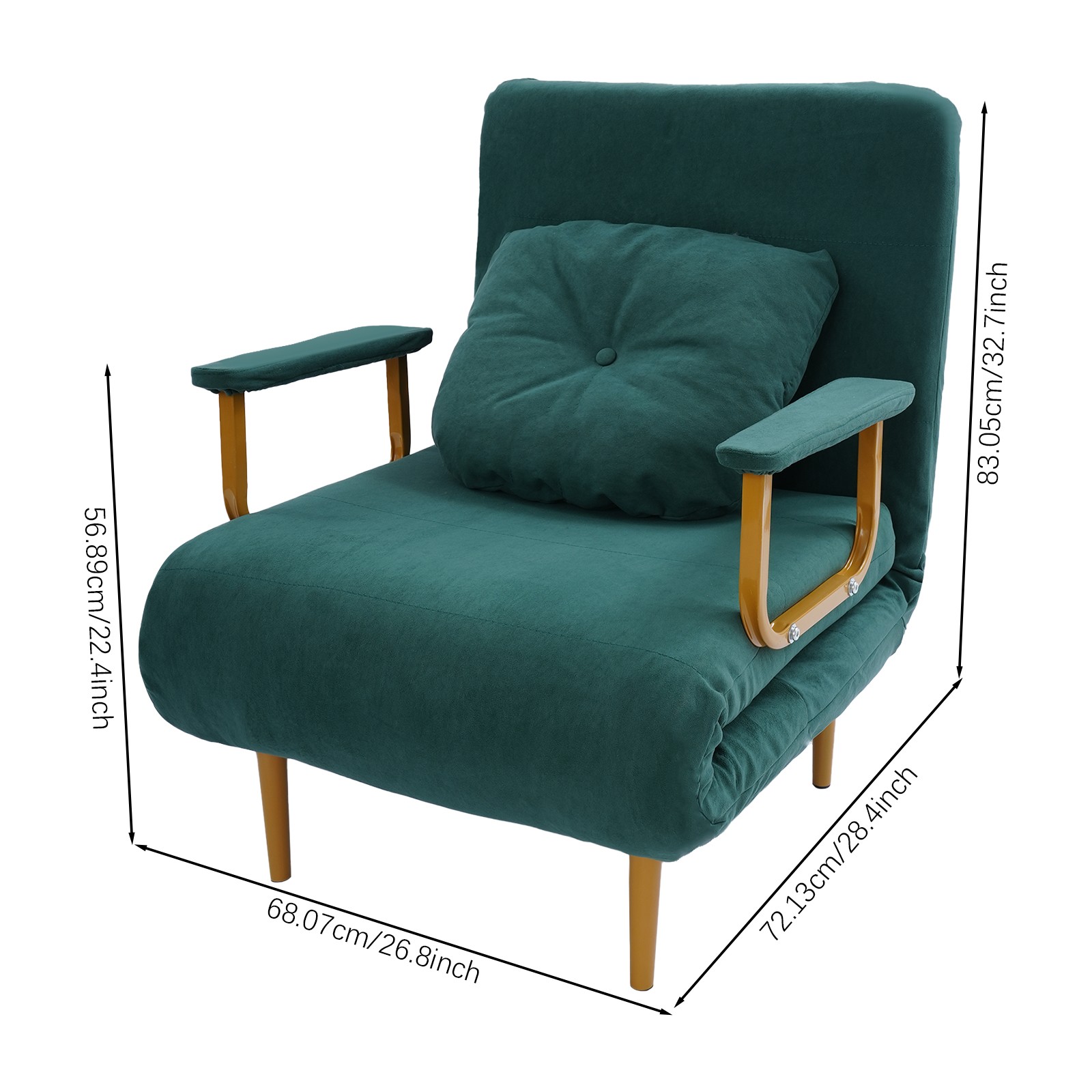 Convertible Sofa Bed Folding Arm Chair Sleeper Leisure Recliner Lounge Couch