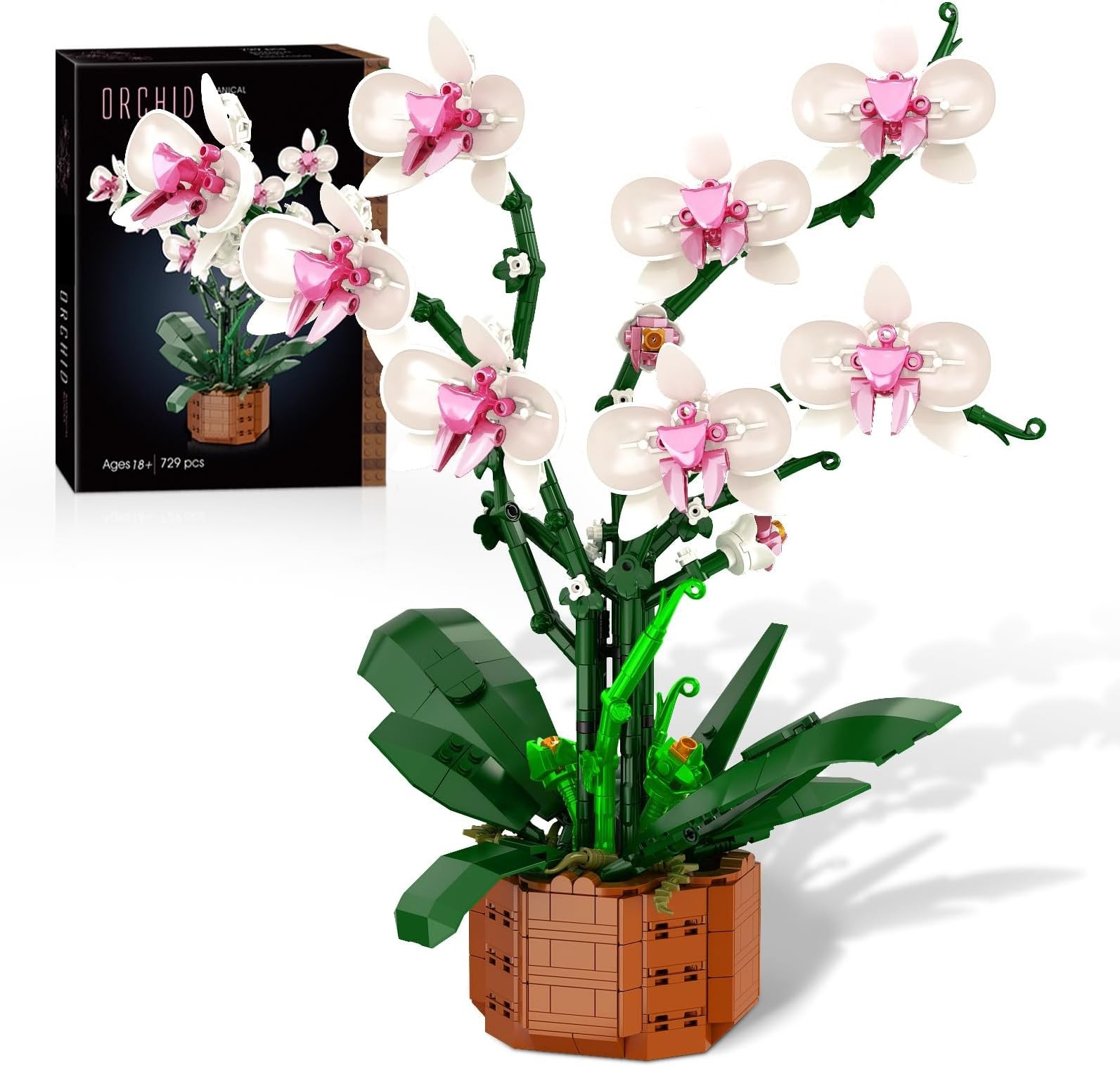Orchid Flower Building Kit, Artificial Flower Blocks Set for Adults | Elegant...
