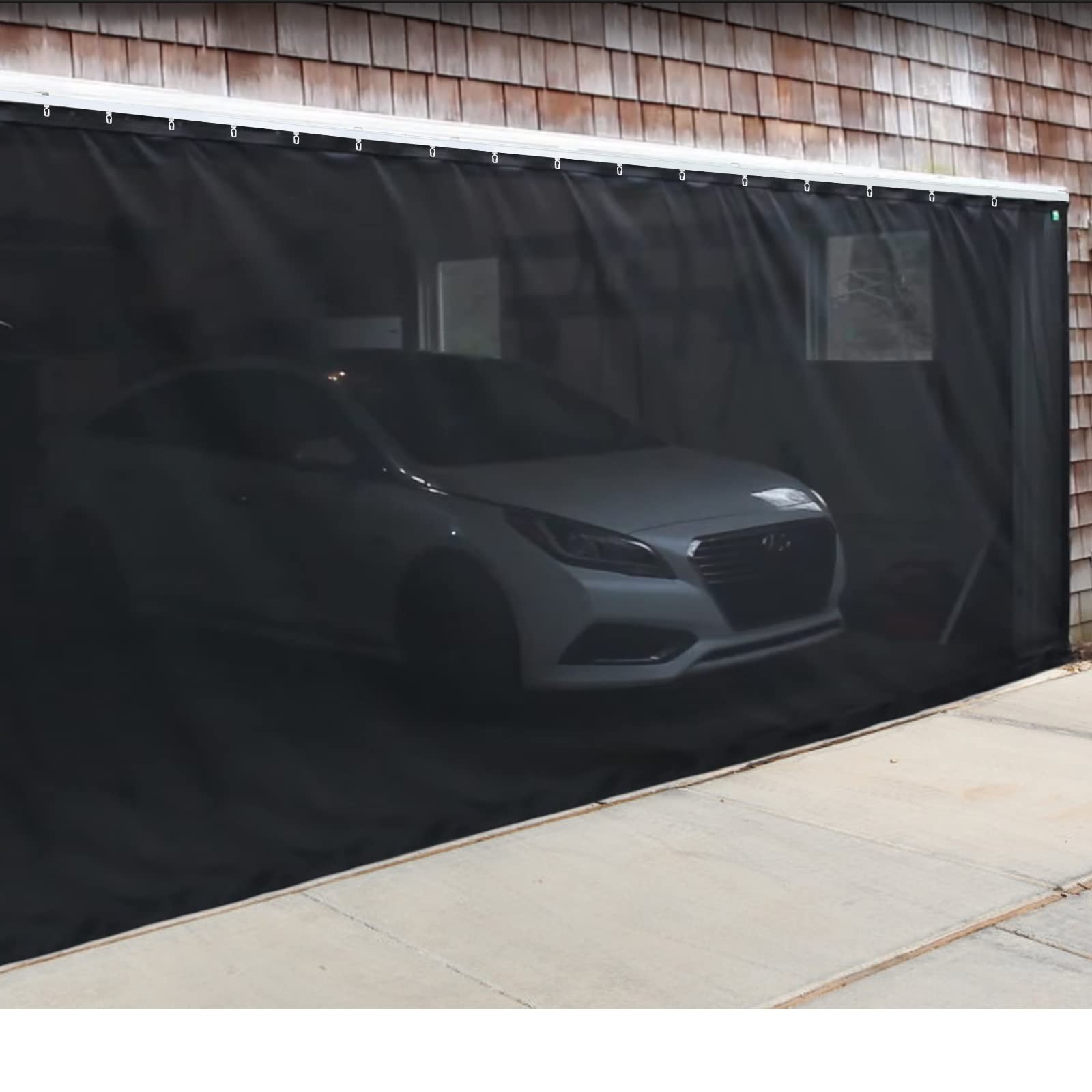 Sliding Garage Door Screen with Track Closure - Retractable Privacy Curtain K...