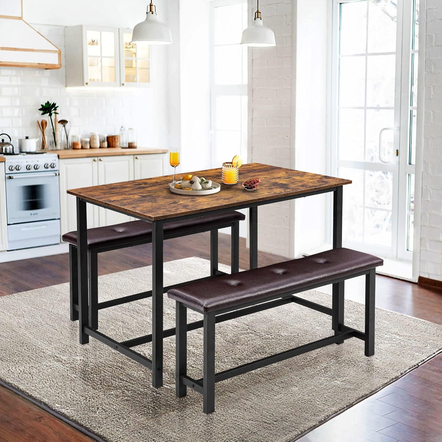 Wood Kitchen Table and Dining Room Table Set, Elegant Kitchen Sets for 2 or 4