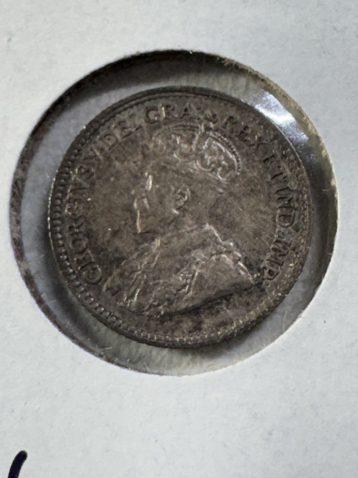 1917 Canada 5 Cents Small Silver Coin Cleaned