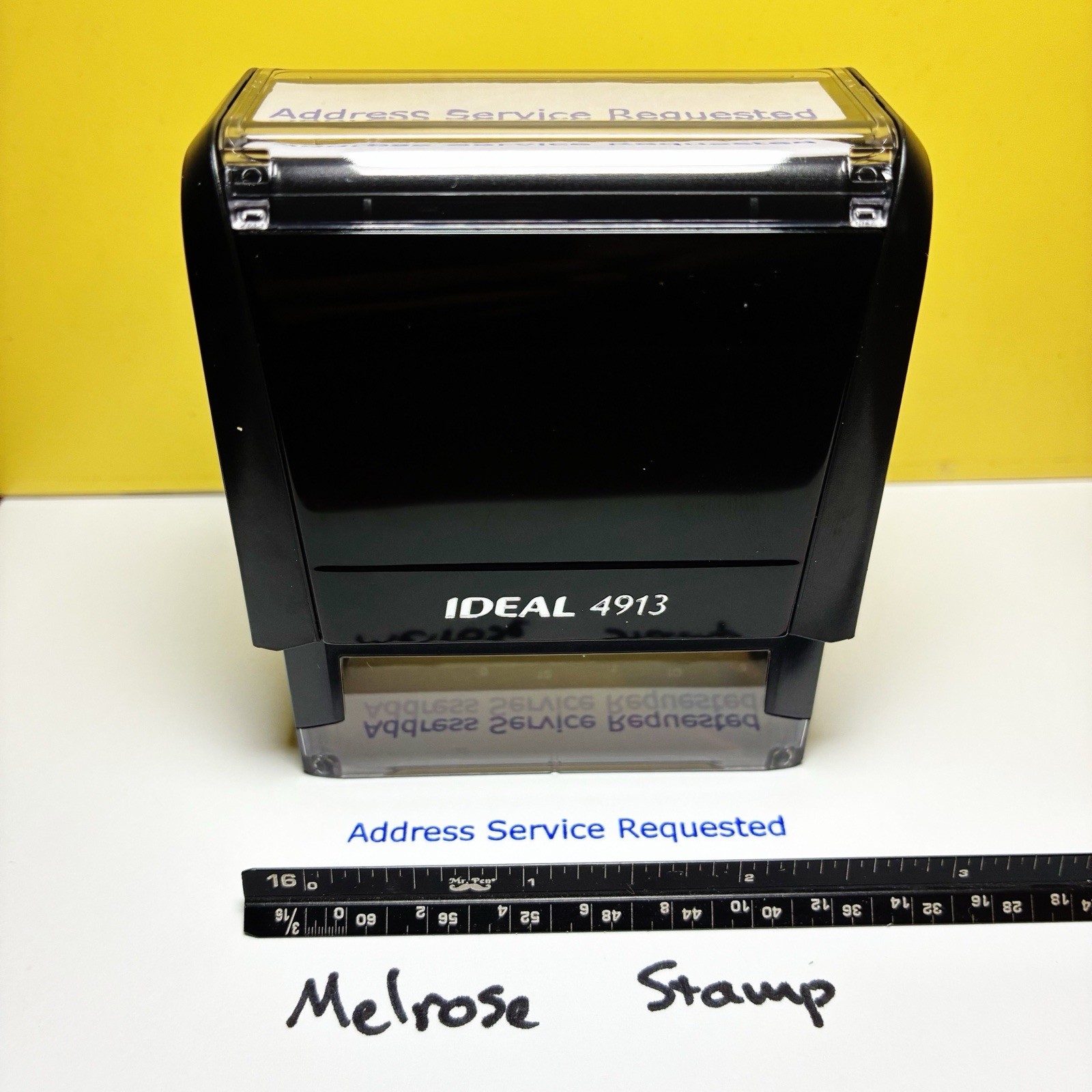 Address Service Requested Self Inking Rubber Stamp Blue Ink Ideal 4913