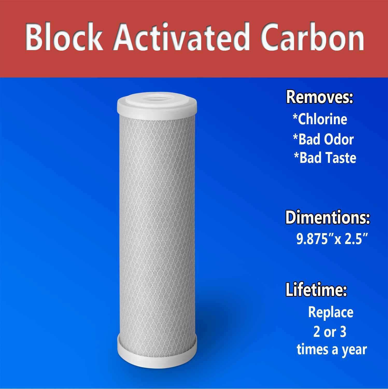 2 Coconut Shell Block Carbon & 2 Polypropylene Sediment 5 Mic 2.5"x 10"