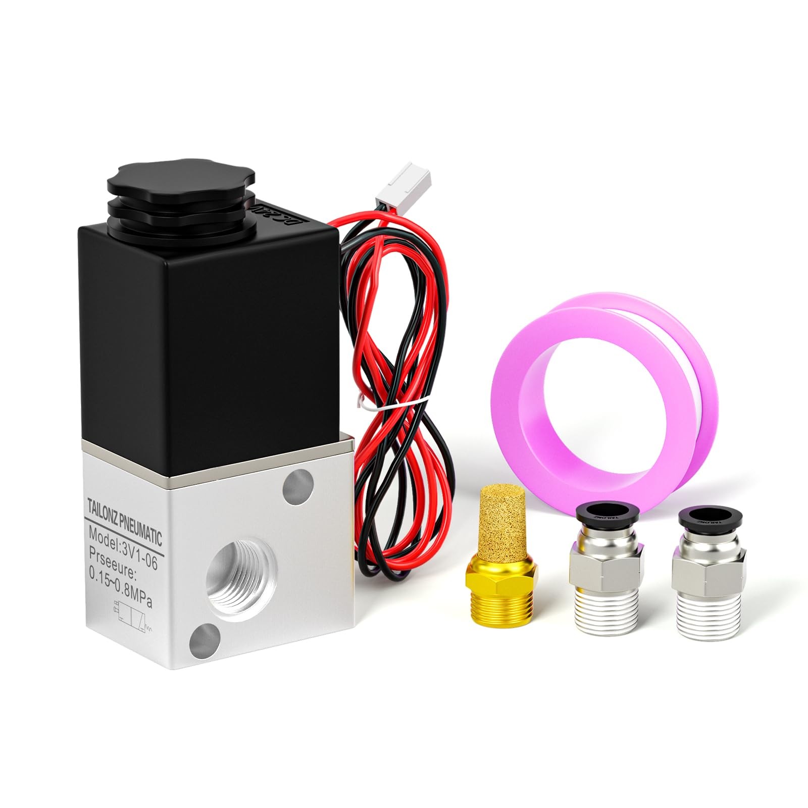 1/8 inch NPT DC24V 3 Way 2 Position Normally Closed Electric Solenoid Air Valve