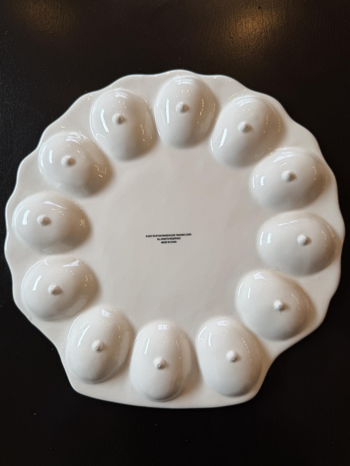 Seashell Deviled Egg Plate- Coastal Speckled Ceramic- 11” Seafare- Summer Decor