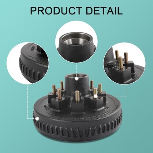 12"x 2" Trailer Brake Drum Kit 8 on 6.5" Replacement for 7000LBS Axle Hub
