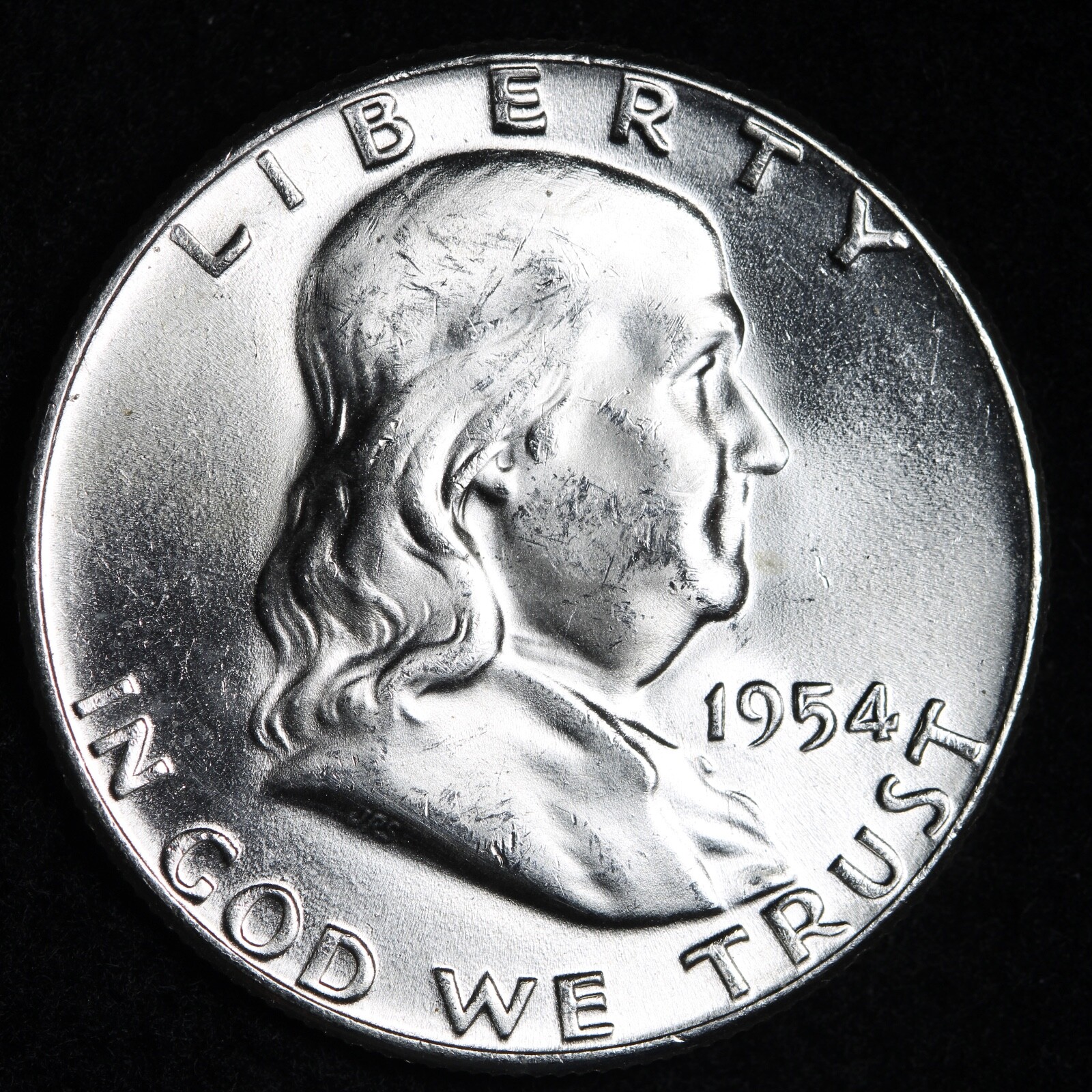 GEM BU UNCIRCULATED UNC MS 1954 SILVER FRANKLIN HALF DOLLAR BRILLIANT LUSTER