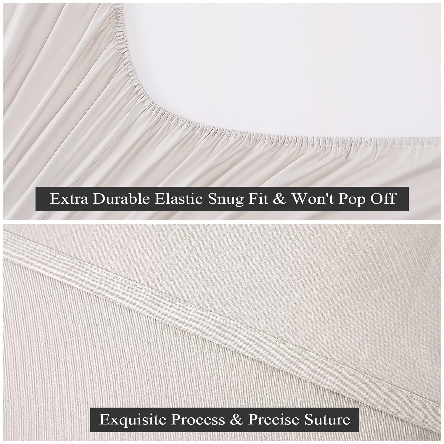 2-Pack Pure Cotton Fitted Sheet King Size, 600 Thread Count 16" Deep Pocket E...