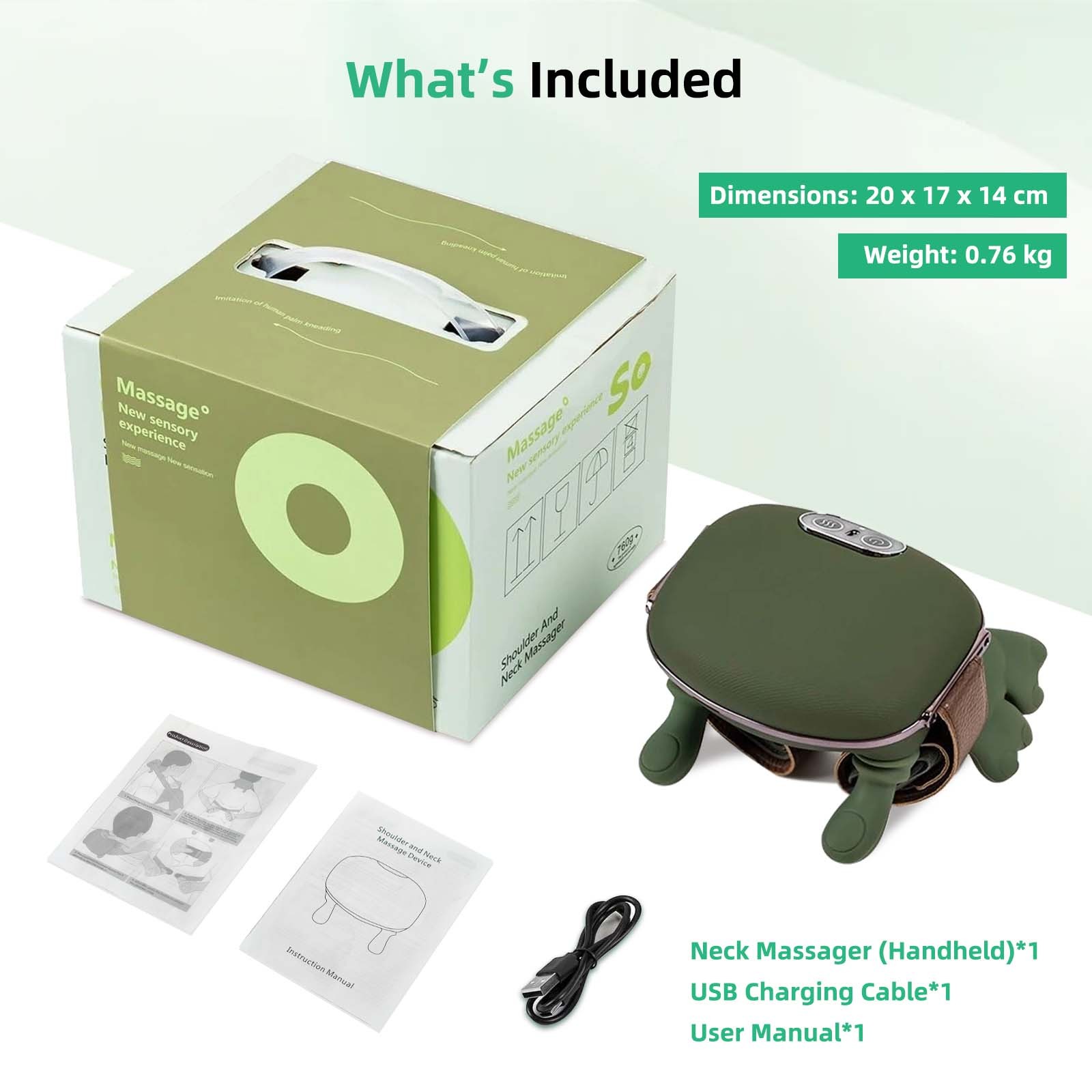 Portable Neck Massager 3-Speed Settings Therapeutic Machine with Heat Function