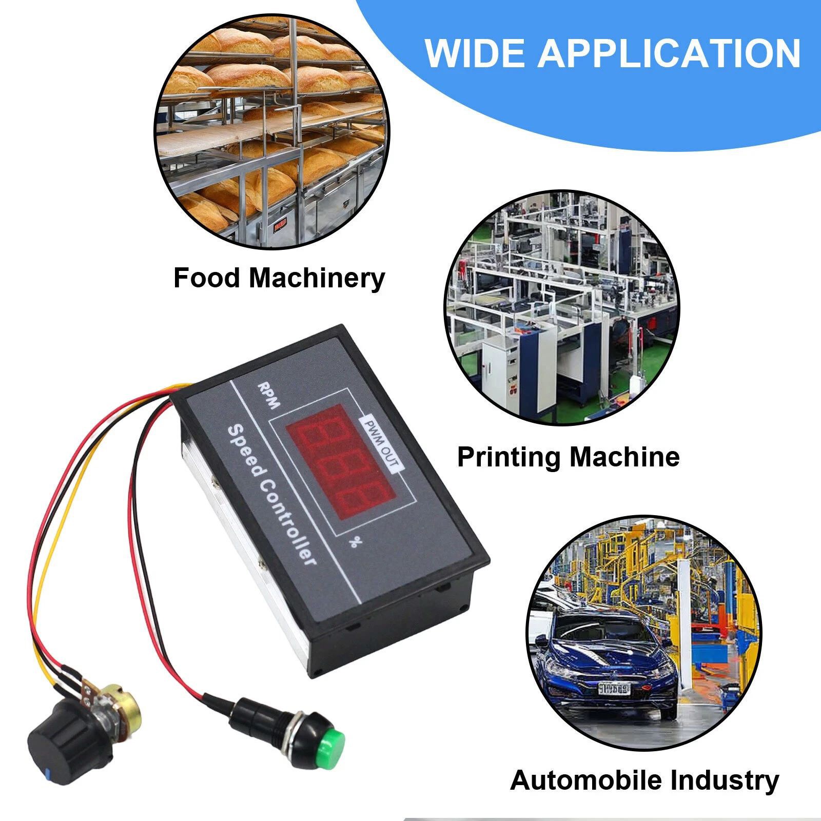 DC6-60V 30A PWM Motor Speed Controller w/ Digital Display & Start Stop Switch