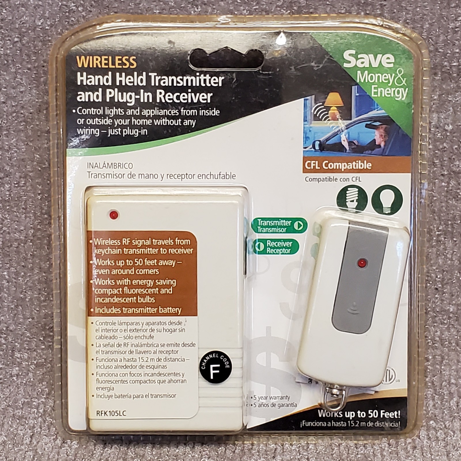 AmerTac RFK105LC Wireless Plug-In Receiver & Handheld Keychain Transmitter - NEW