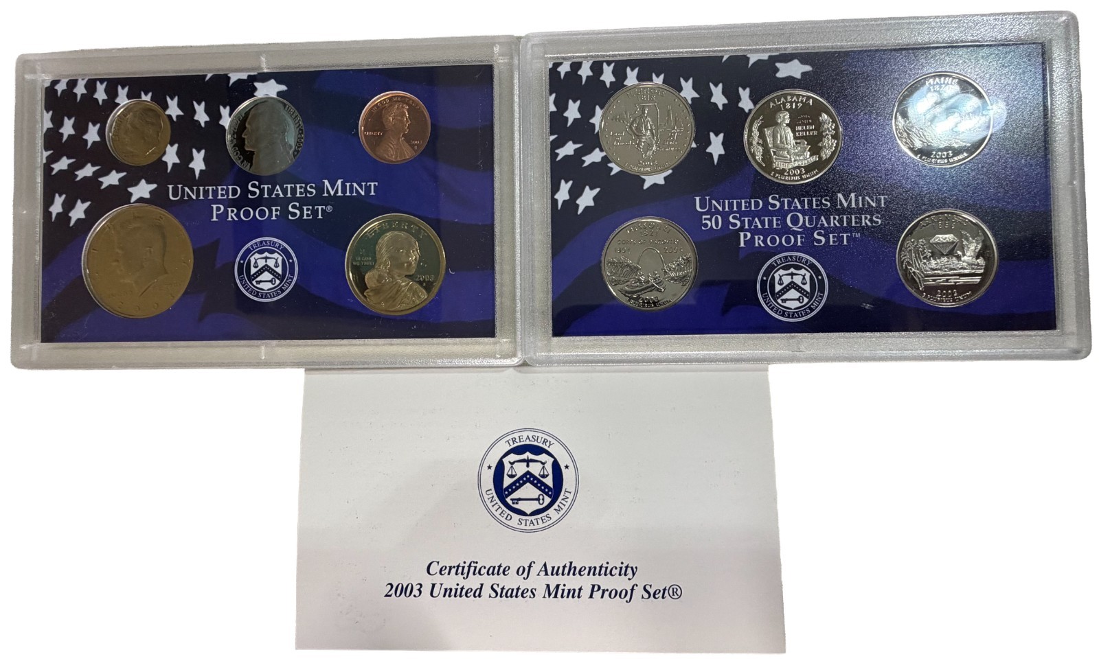 2003 US Mint Proof Set Complete OGP COA State Quarters Sacagawea Dollar