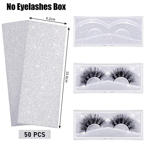 50 Pieces Eyelashes Box Paper Nail Packaging Boxes Rectangle Glitter